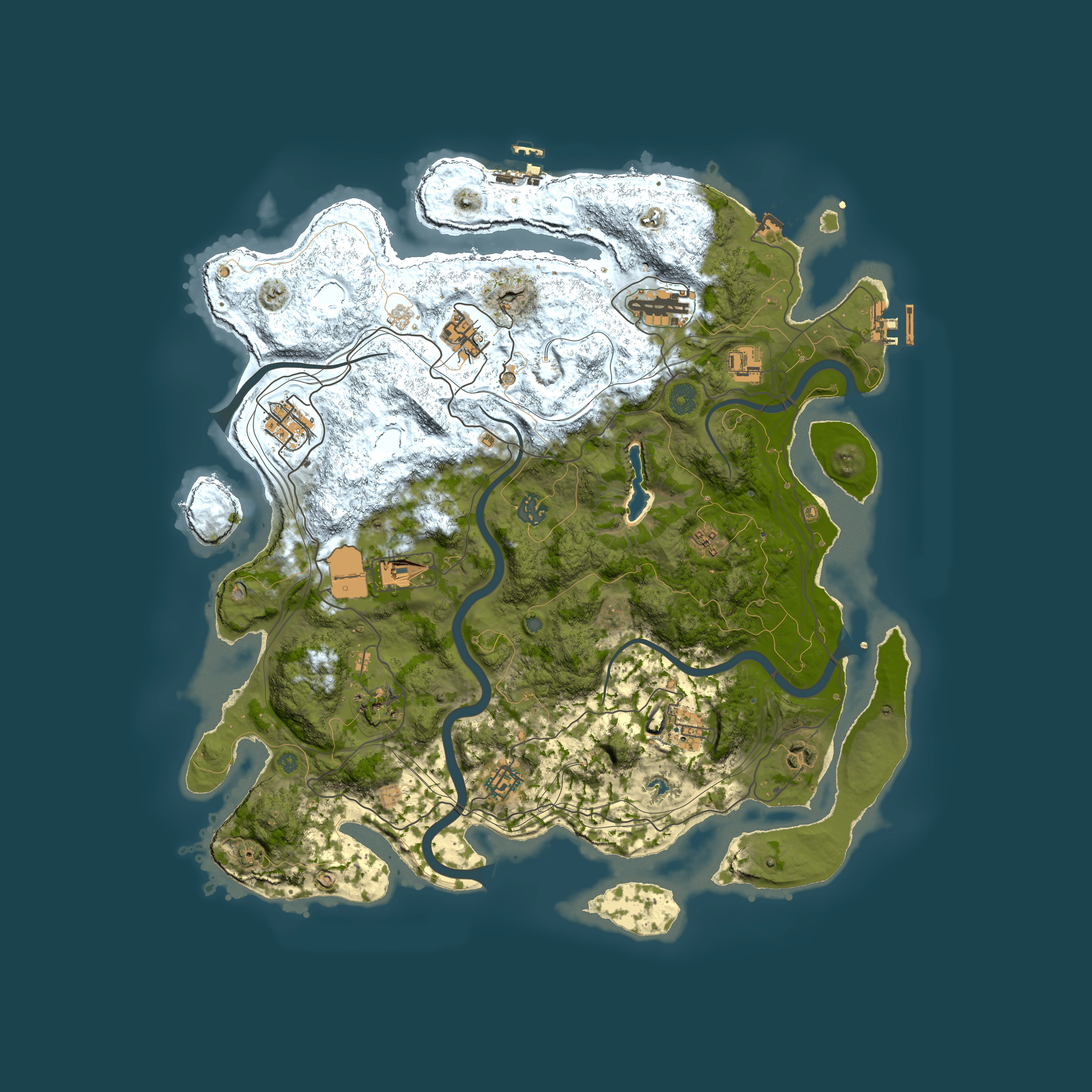 Full top-down render of Rust map seed 0, 4250x4250m