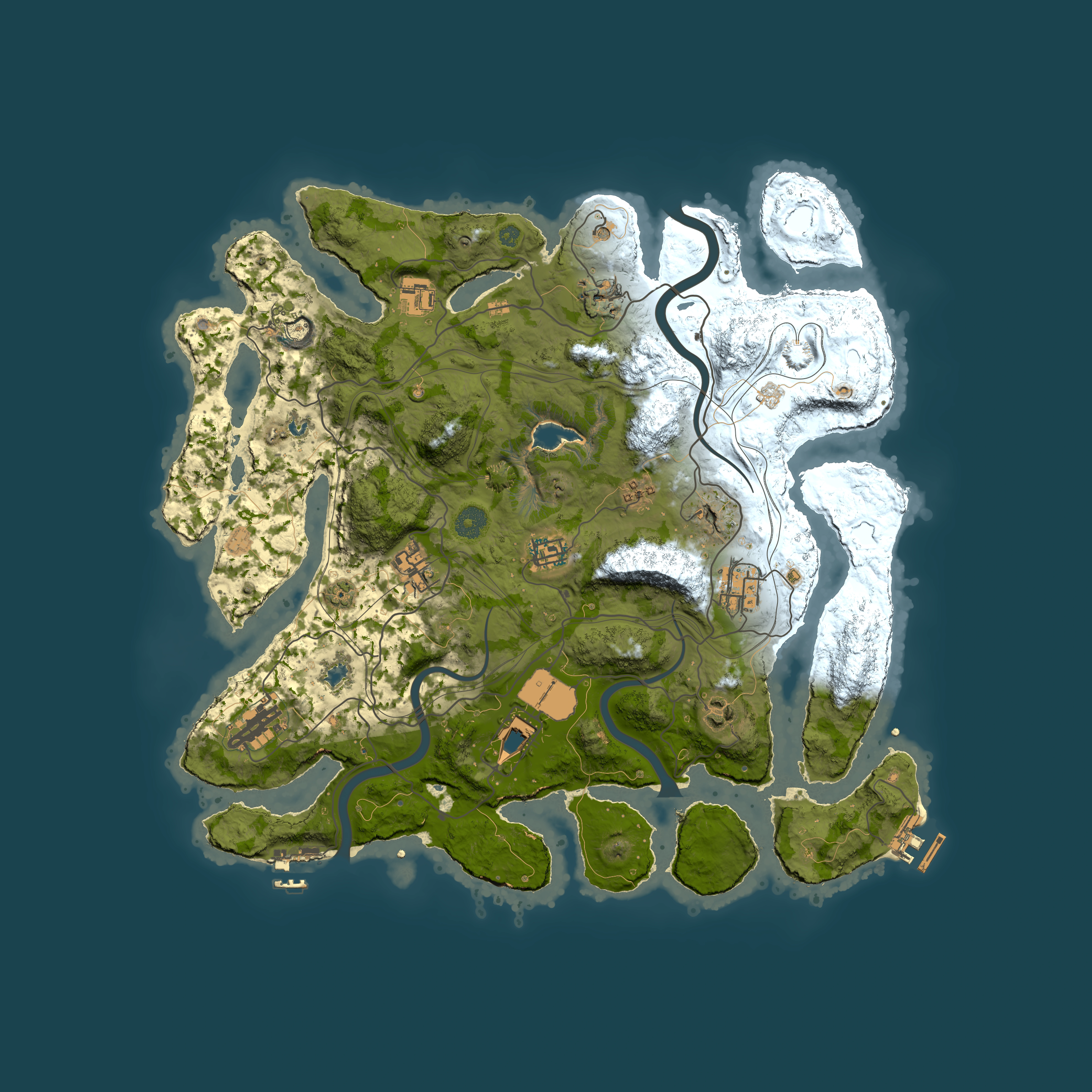Full top-down render of Rust map seed 1337, 4000x4000m