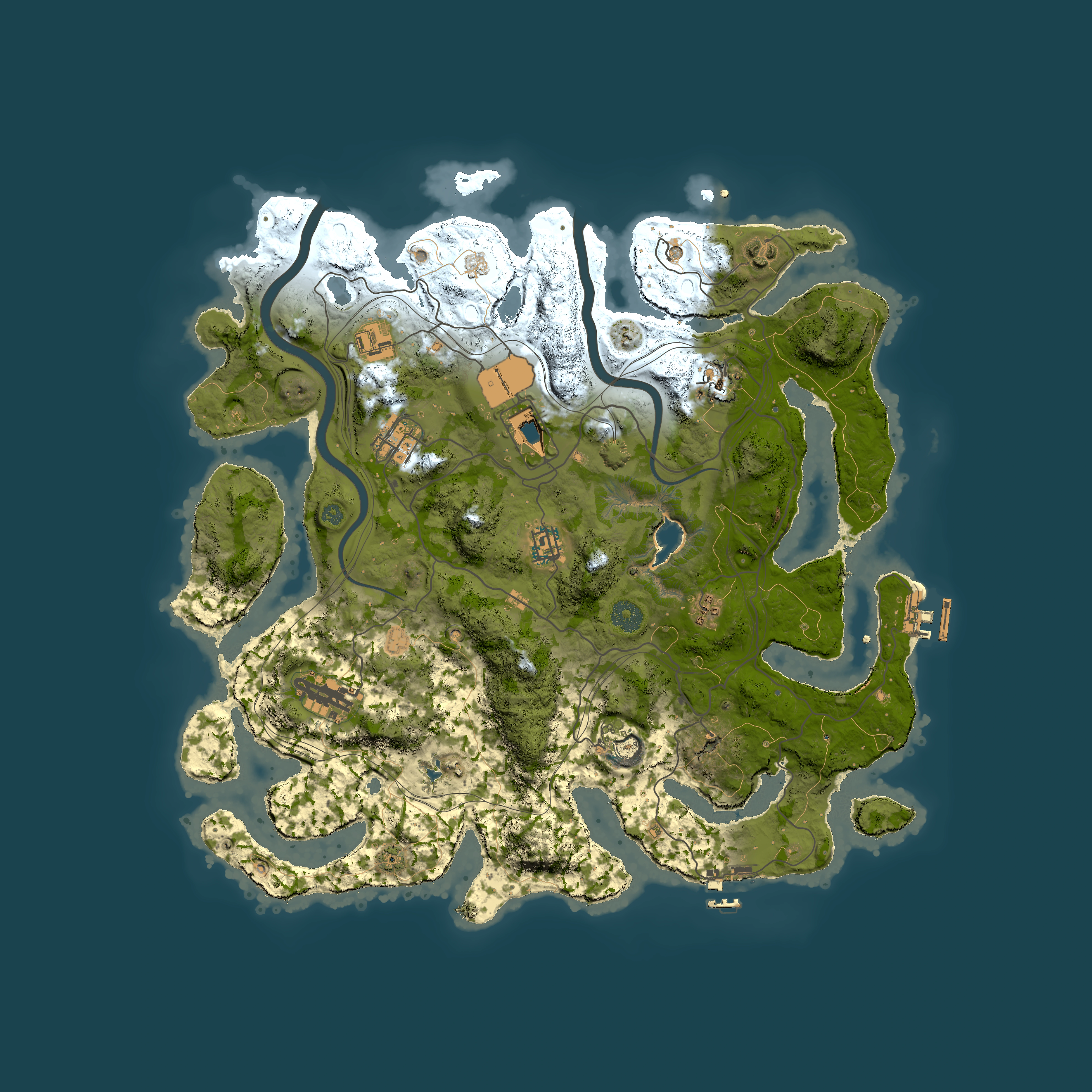 Full top-down render of Rust map seed 1337, 4000x4000m