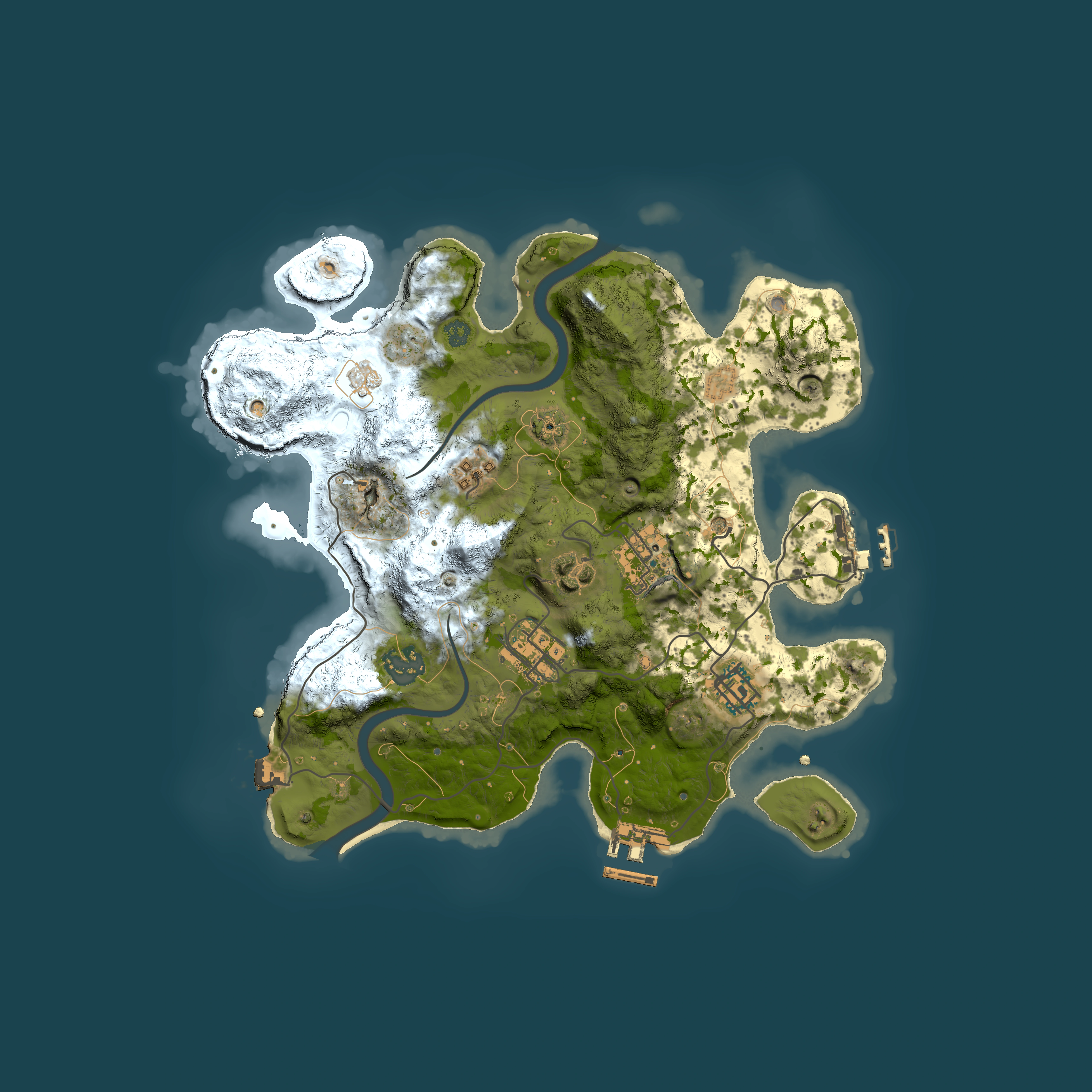 Full top-down render of Rust map seed 1032938218, 3000x3000m