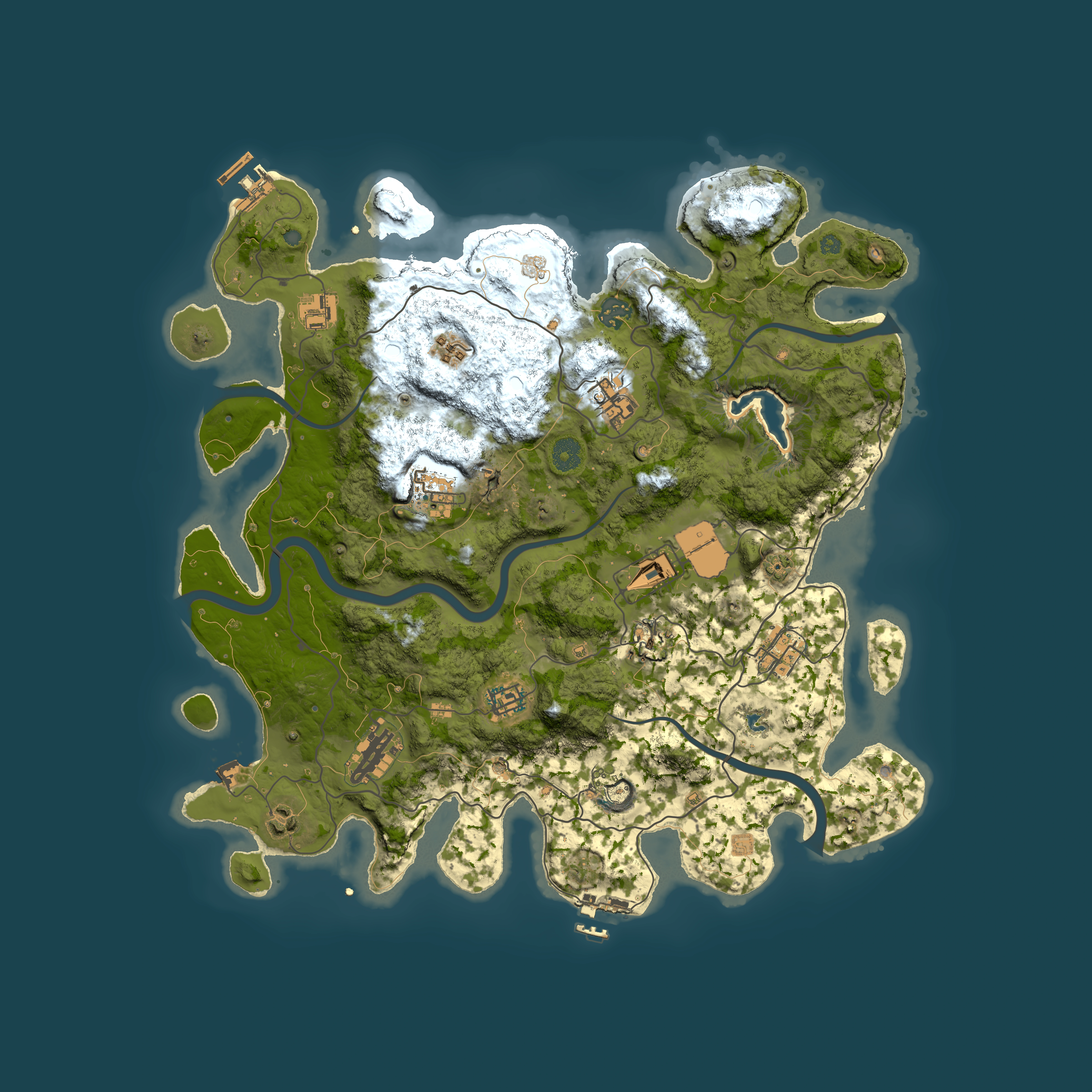Full top-down render of Rust map seed 1014, 4000x4000m