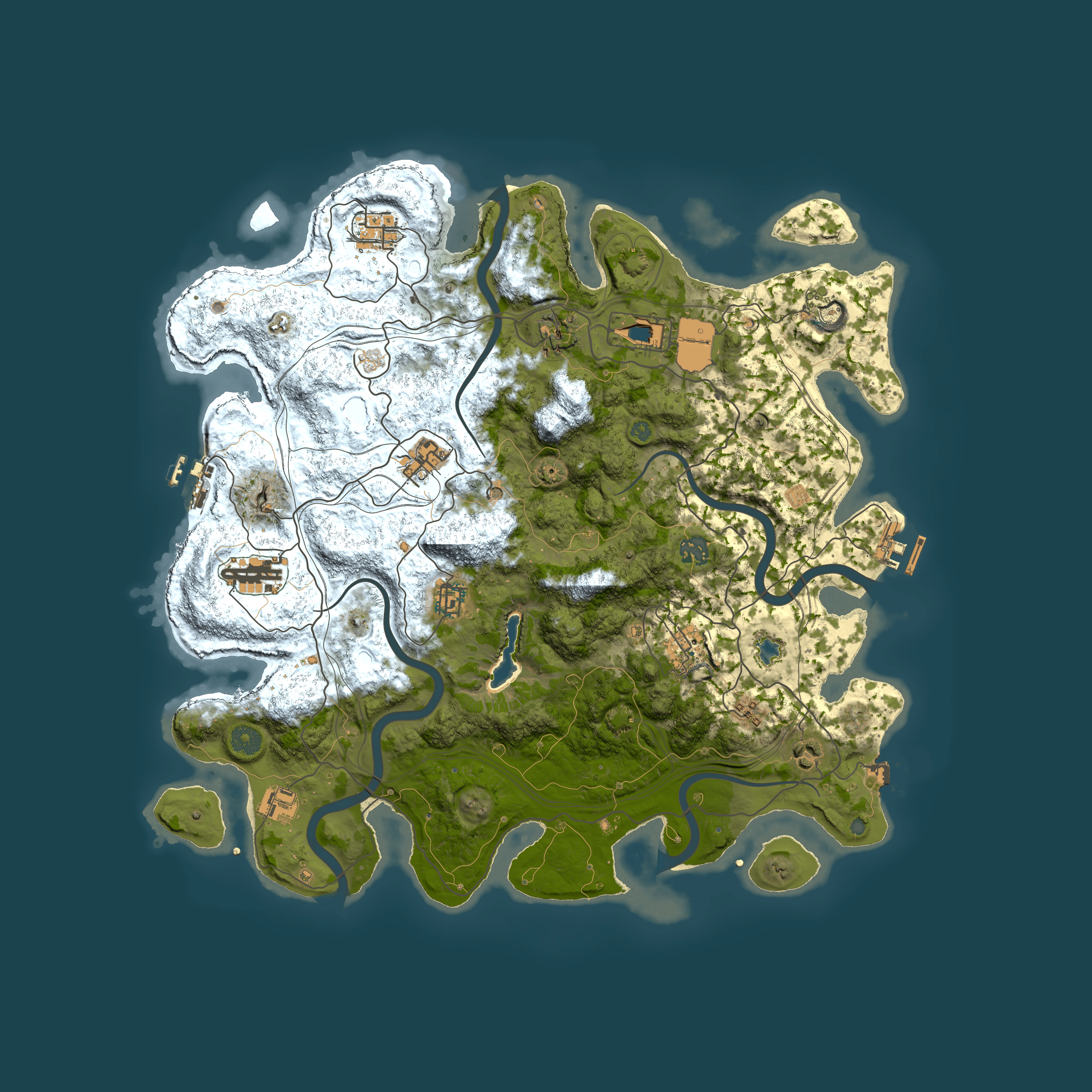 Full top-down render of Rust map seed 0, 4250x4250m
