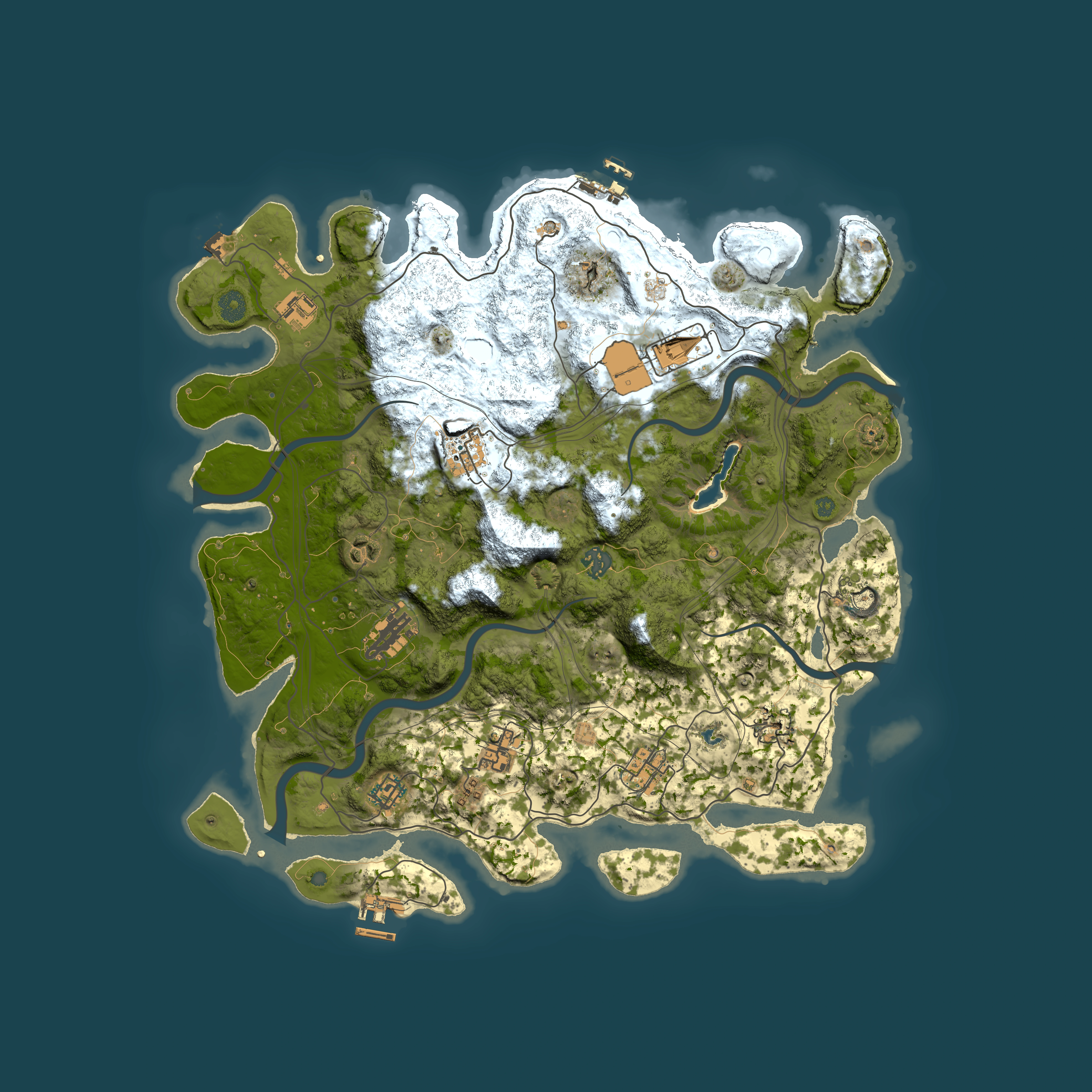 Full top-down render of Rust map seed 0, 4250x4250m