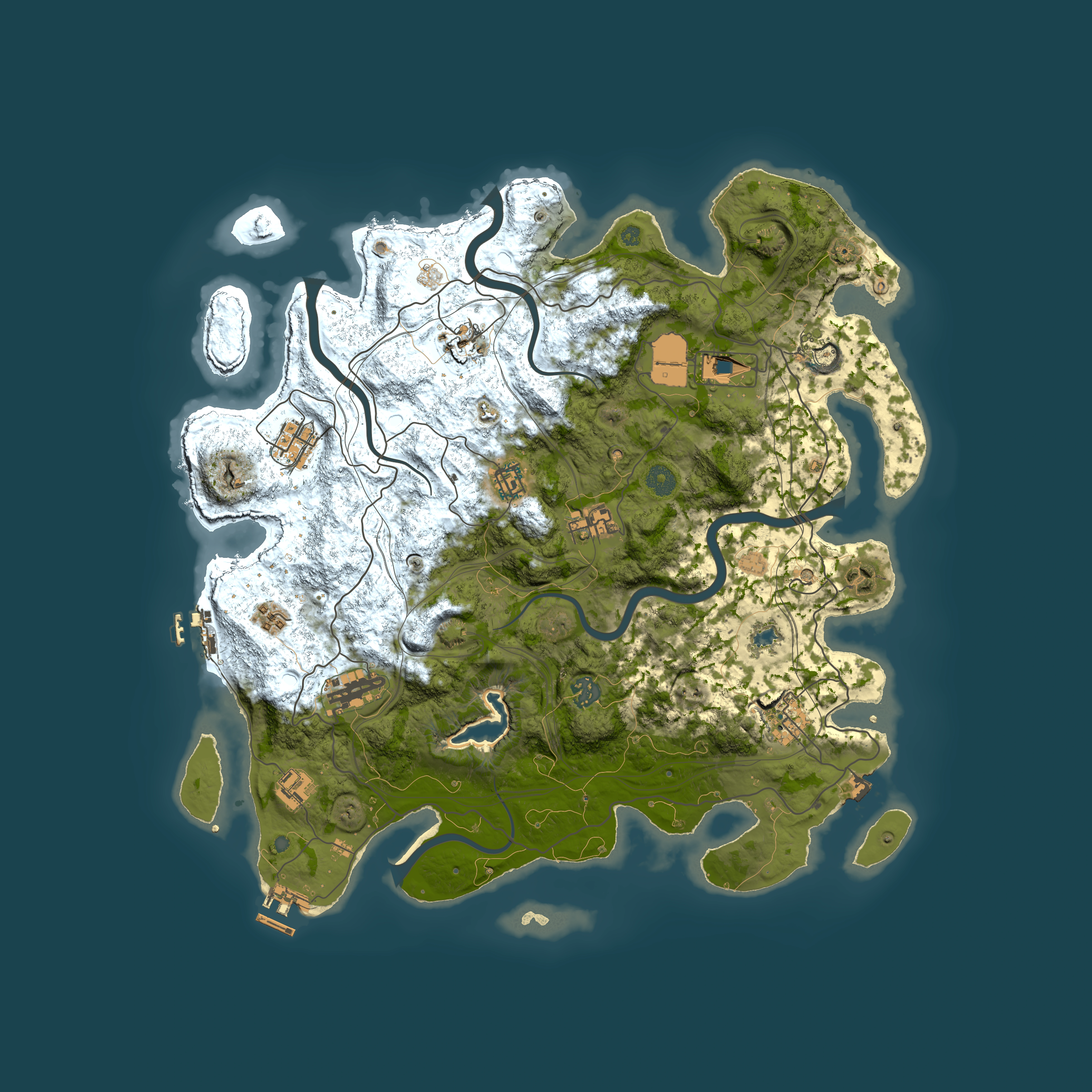 Full top-down render of Rust map seed 0, 4250x4250m