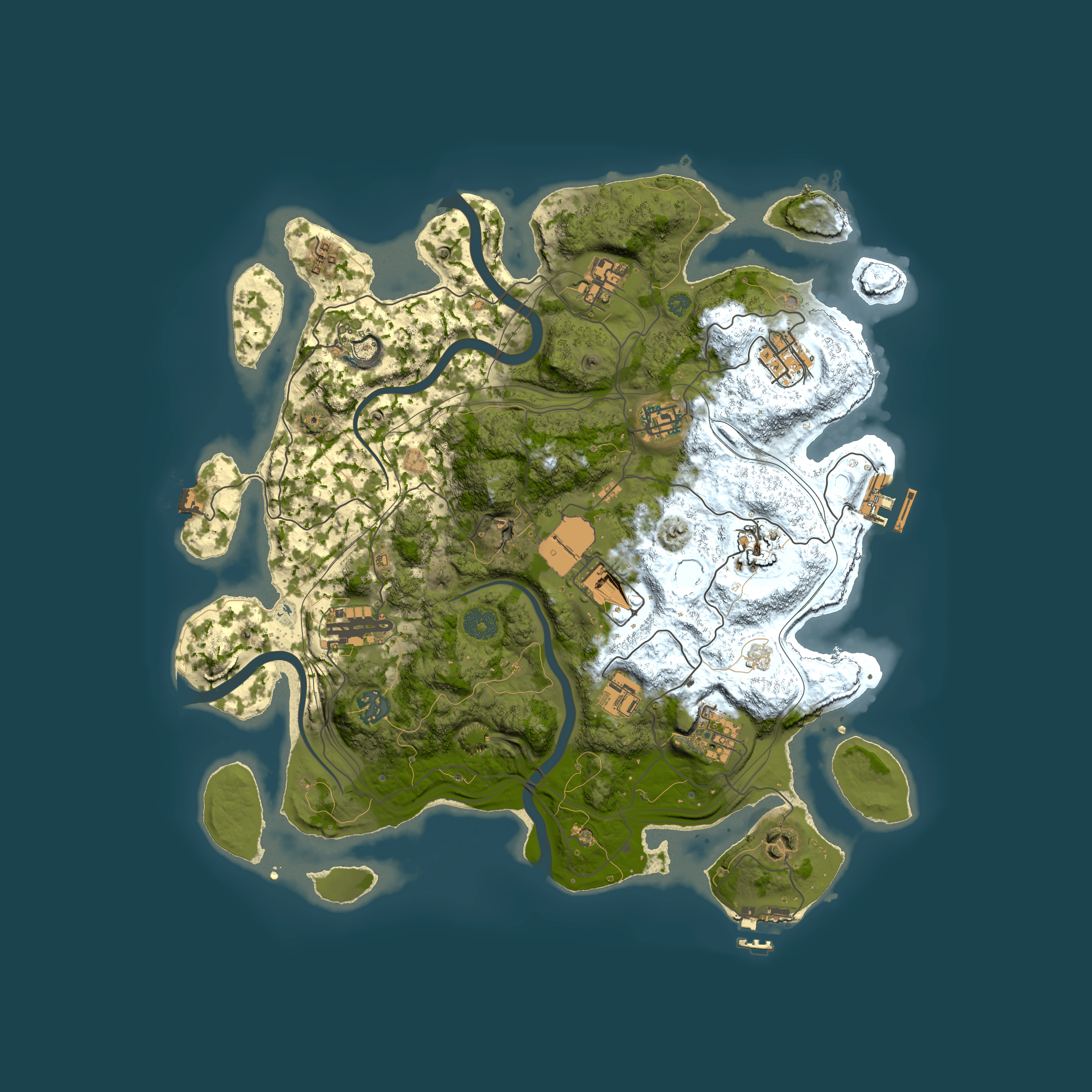 Full top-down render of Rust map seed 1337, 3800x3800m
