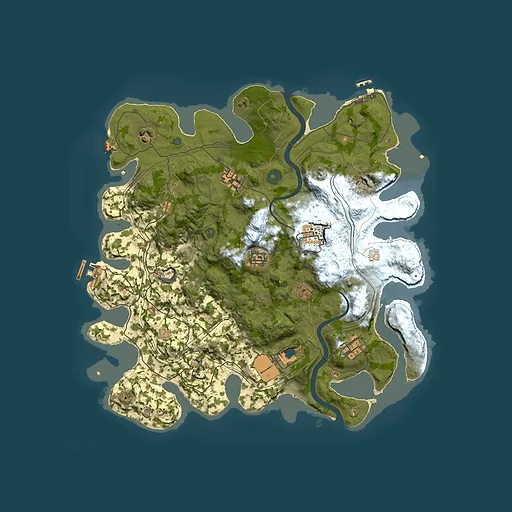 Rust map seed 30809, 3800x3800m top-down preview
