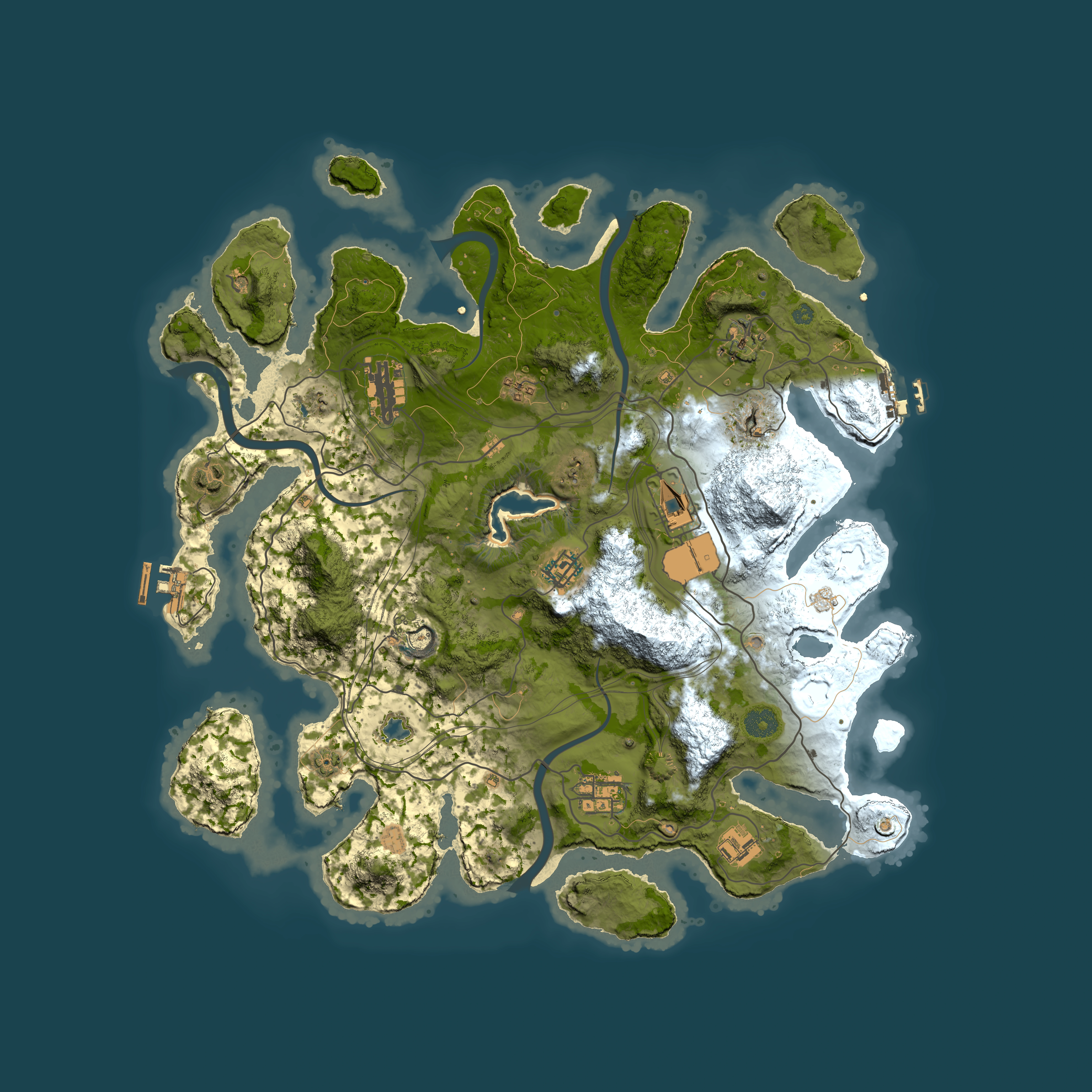 Full top-down render of Rust map seed 1337, 4000x4000m