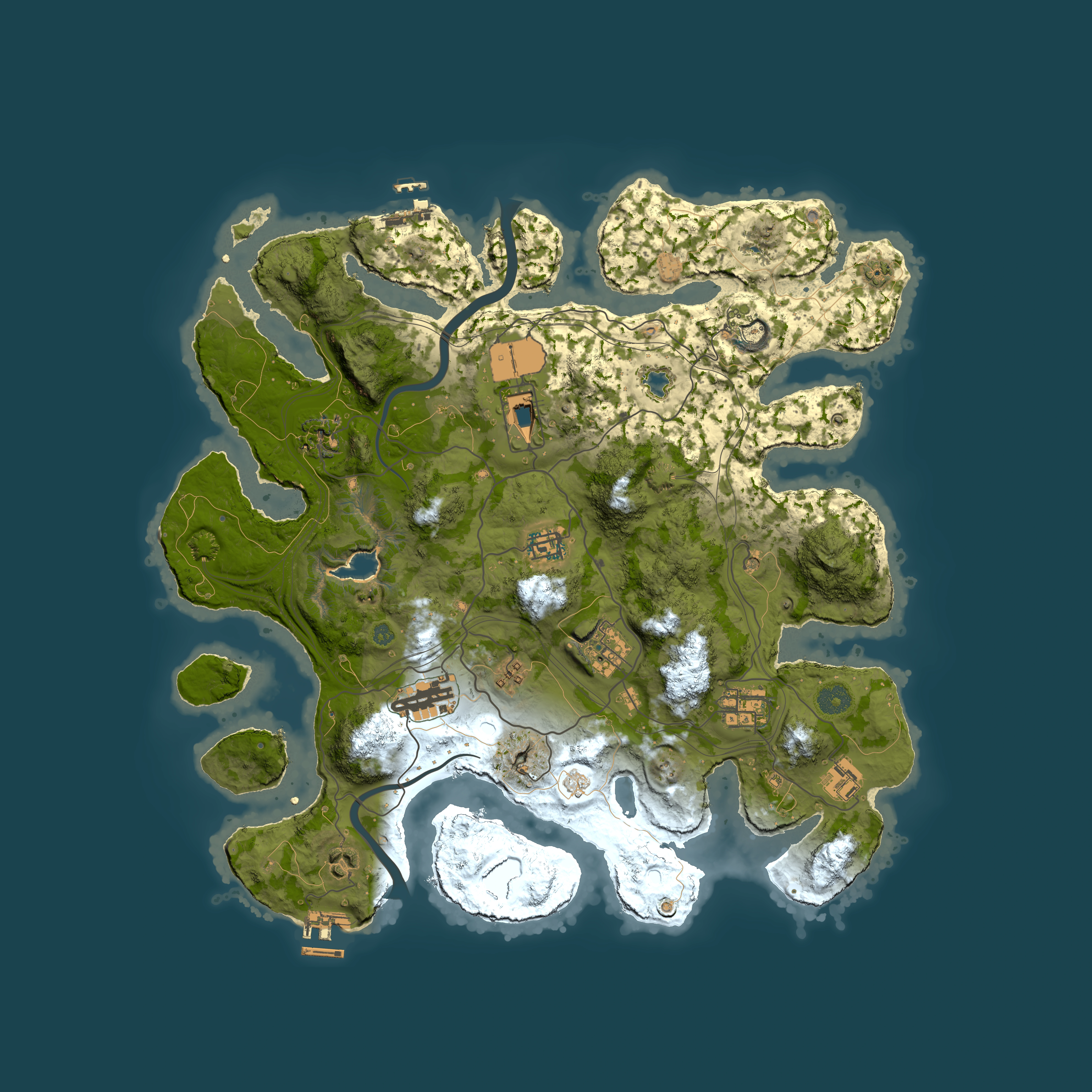 Full top-down render of Rust map seed 1337, 4000x4000m