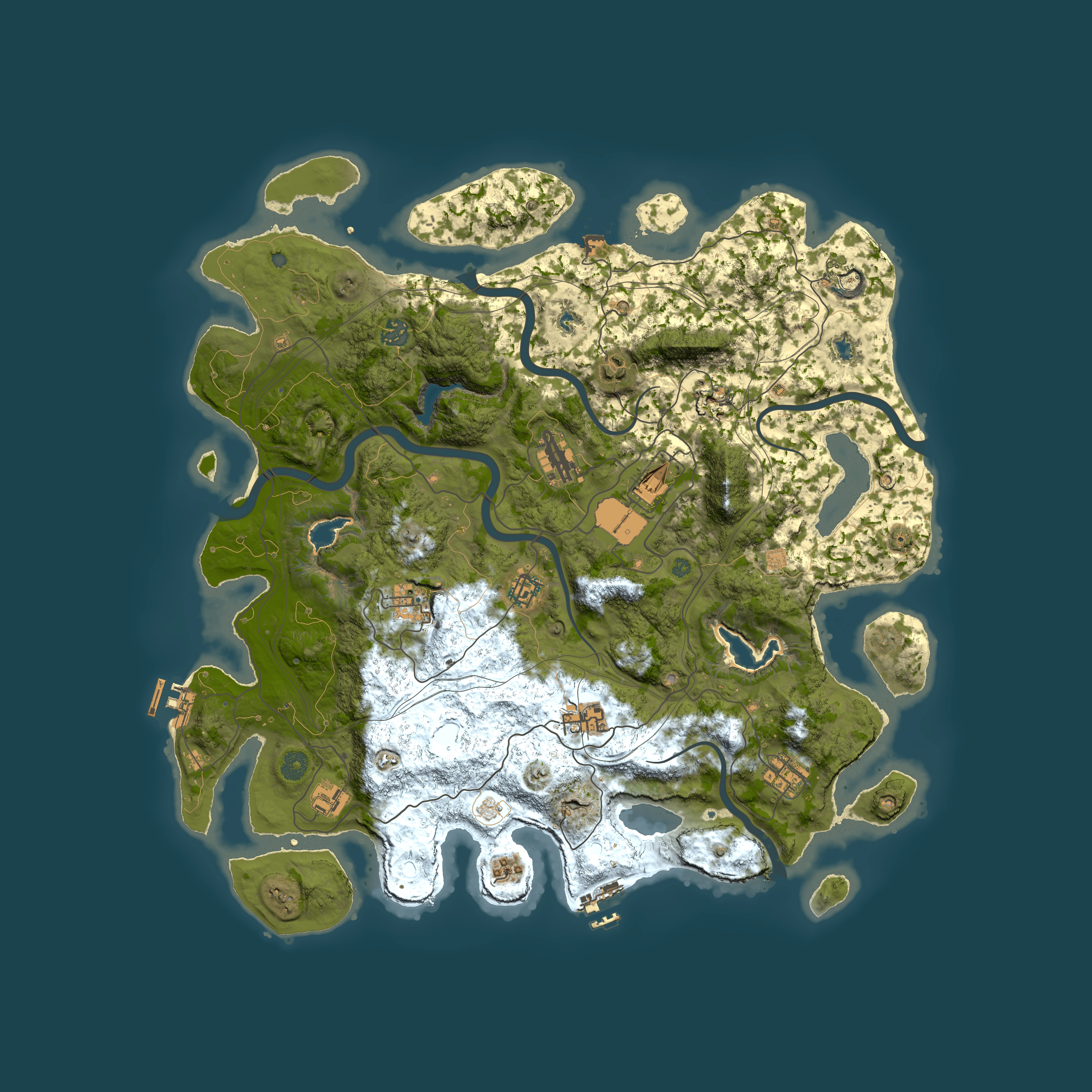 Full top-down render of Rust map seed 740556258, 4500x4500m