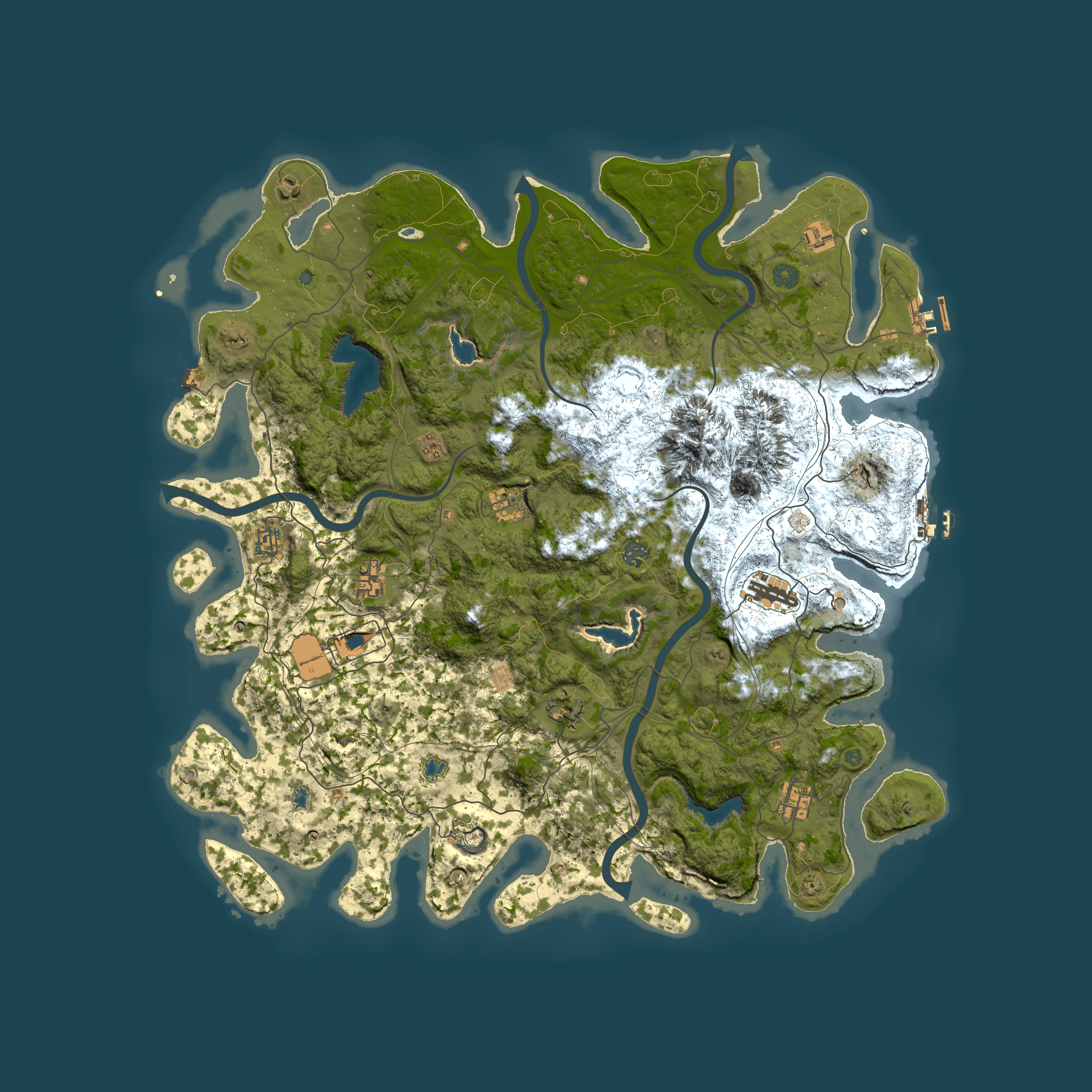 Full top-down render of Rust map seed 851287103, 5000x5000m