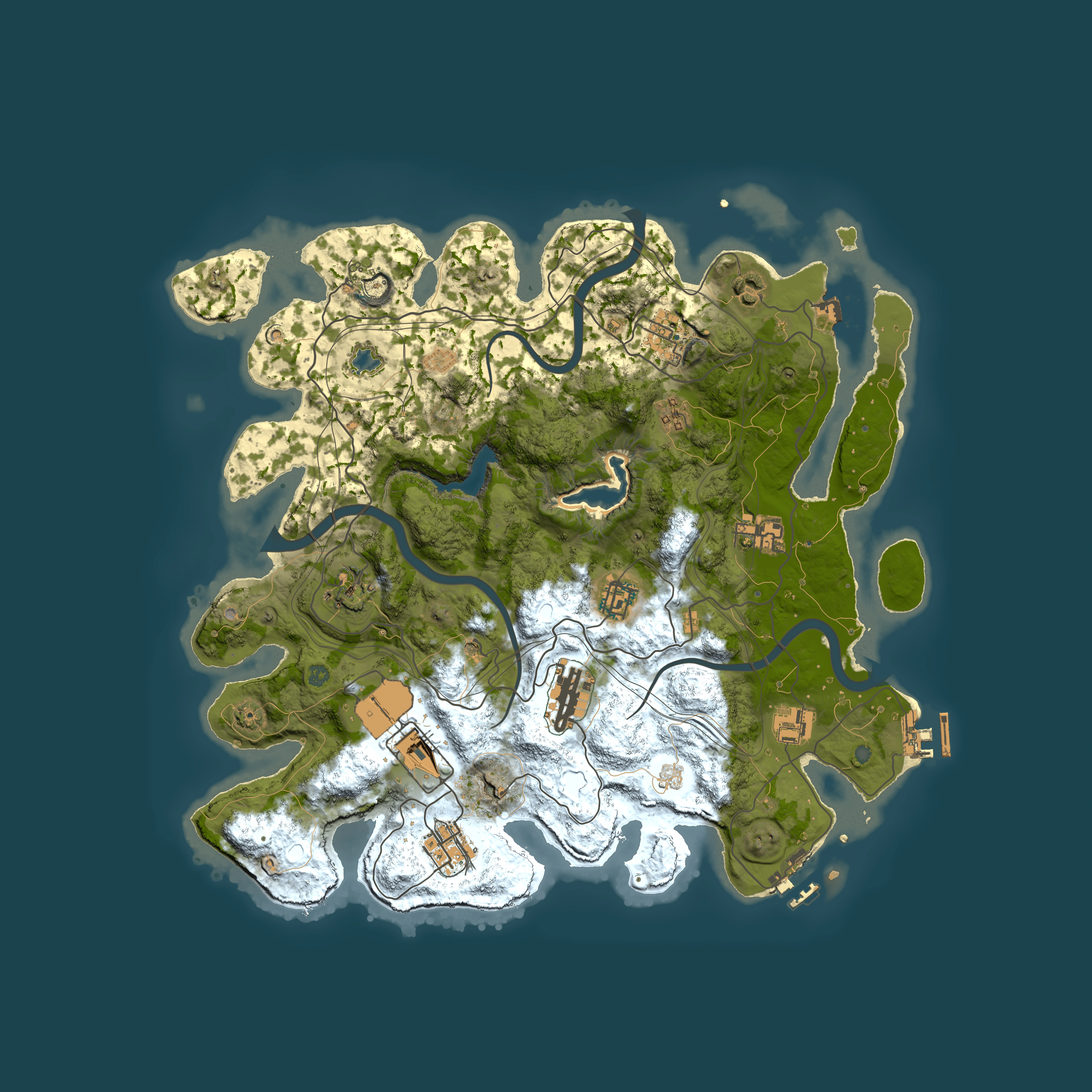 Full top-down render of Rust map seed 1025522360, 3850x3850m