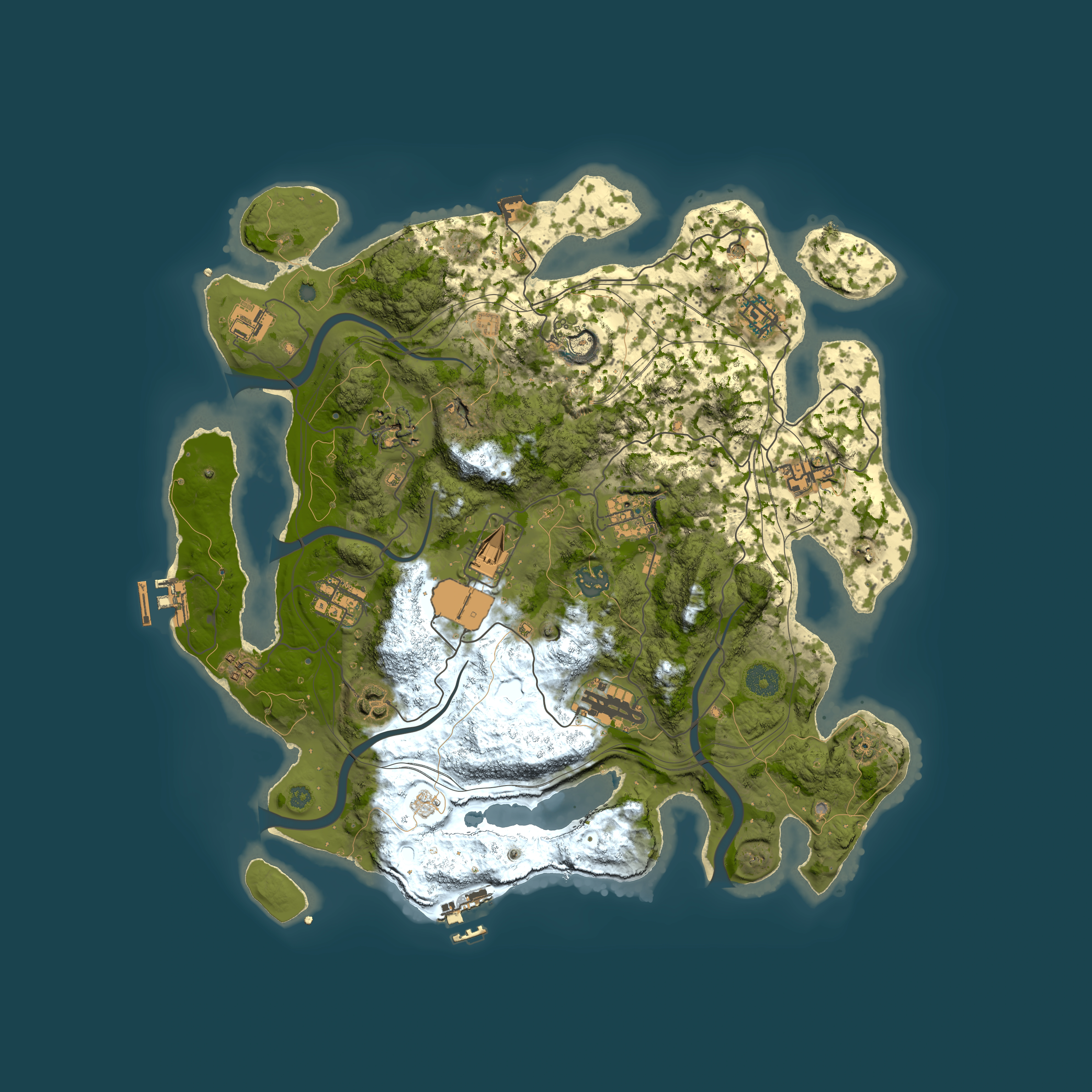 Full top-down render of Rust map seed 1337, 3800x3800m