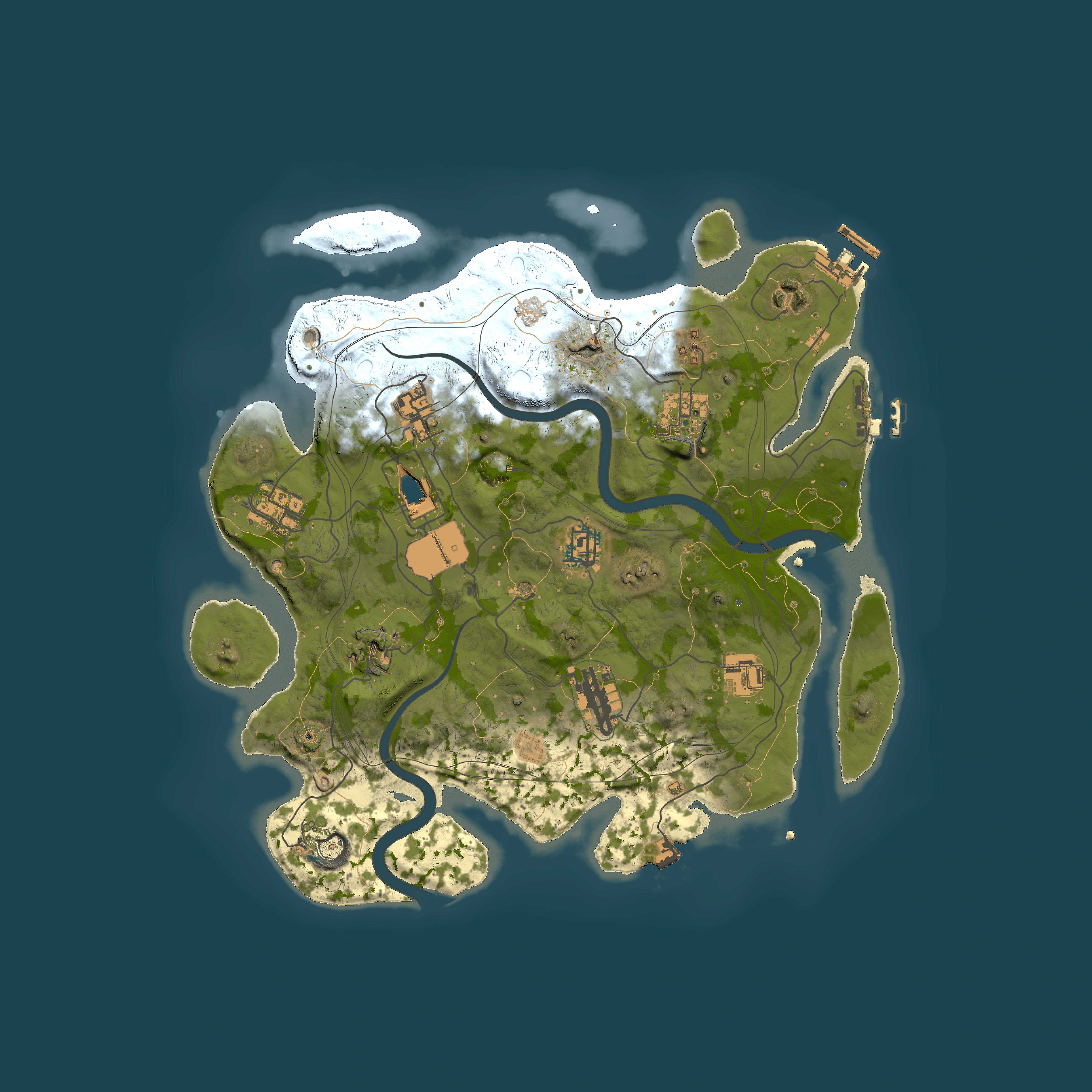 Full top-down render of Rust map seed 1112022, 3500x3500m