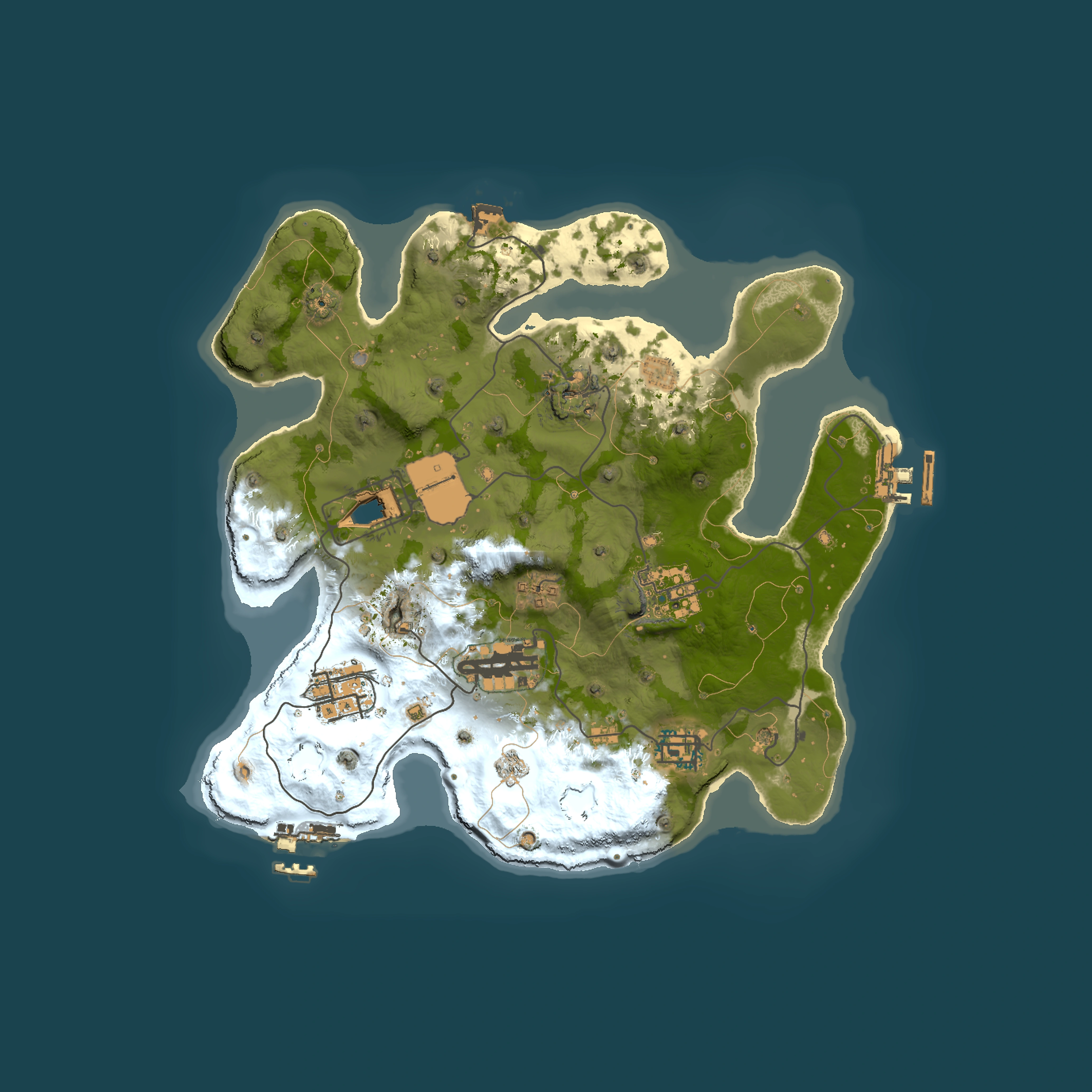 Full top-down render of Rust map seed 1337, 3001x3001m
