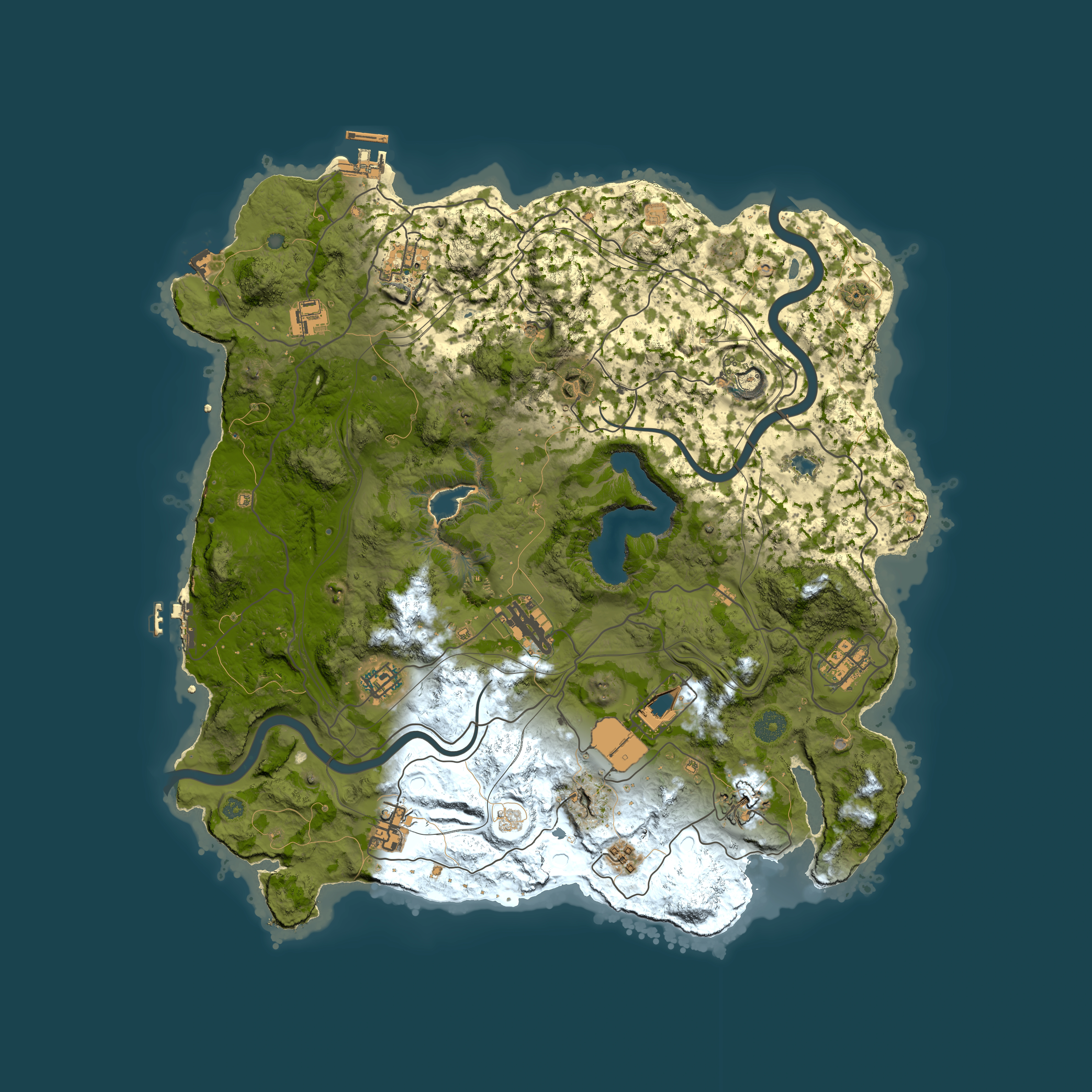 Full top-down render of Rust map seed 1581633803, 4000x4000m