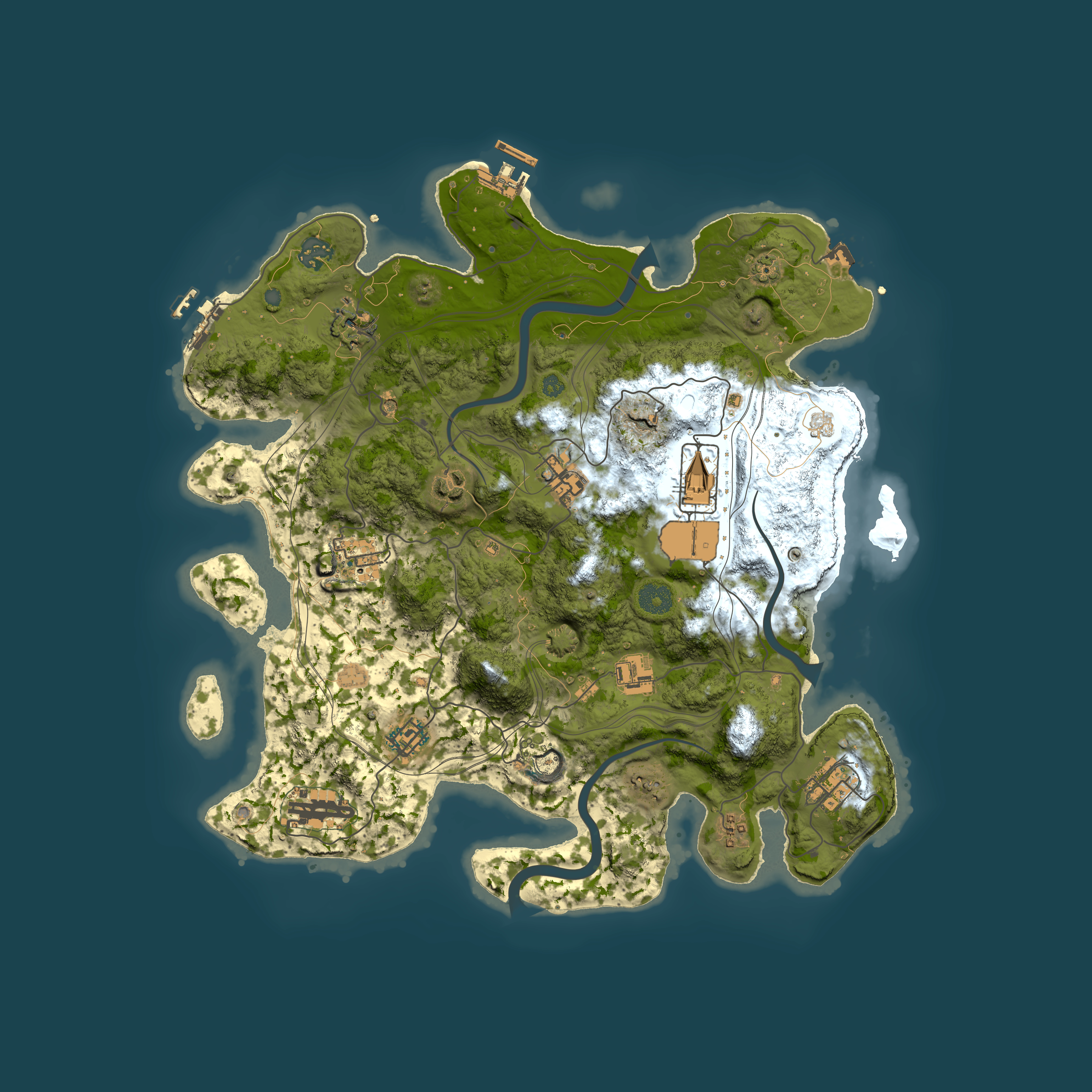 Full top-down render of Rust map seed 1337, 3800x3800m