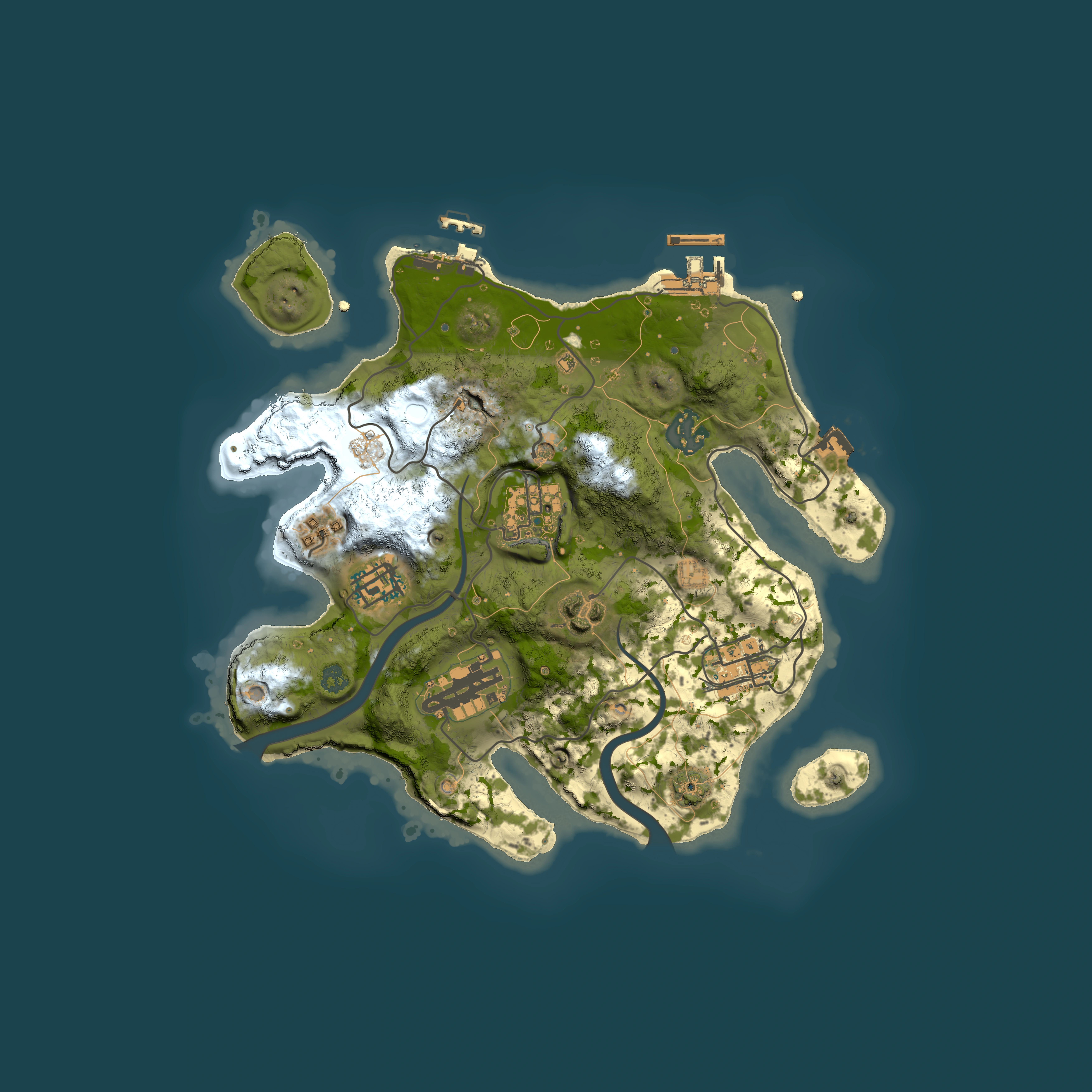 Full top-down render of Rust map seed 1299277984, 2800x2800m