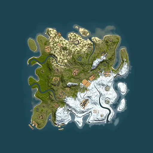 Rust map seed 0, 3700x3700m top-down preview