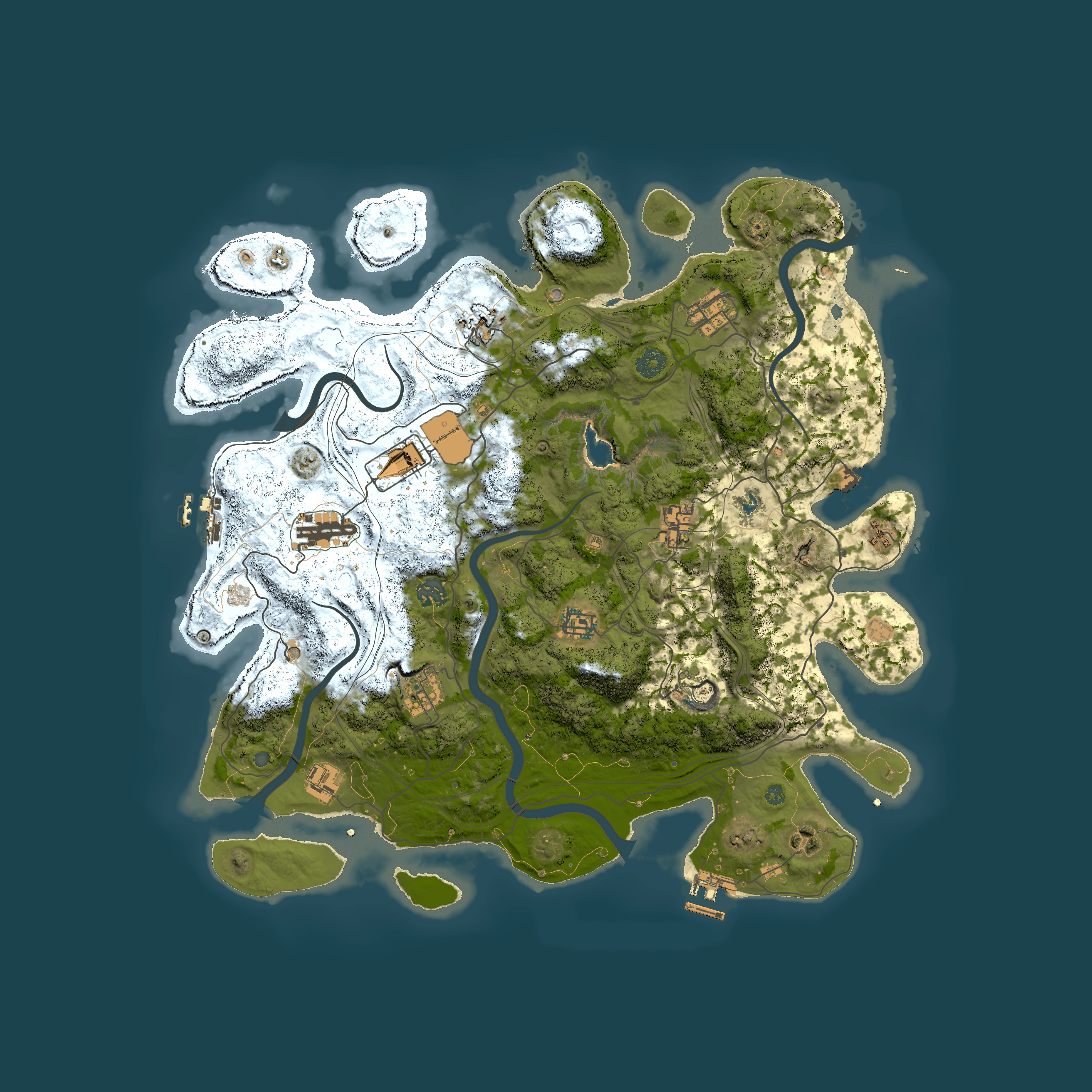 Full top-down render of Rust map seed 0, 4250x4250m