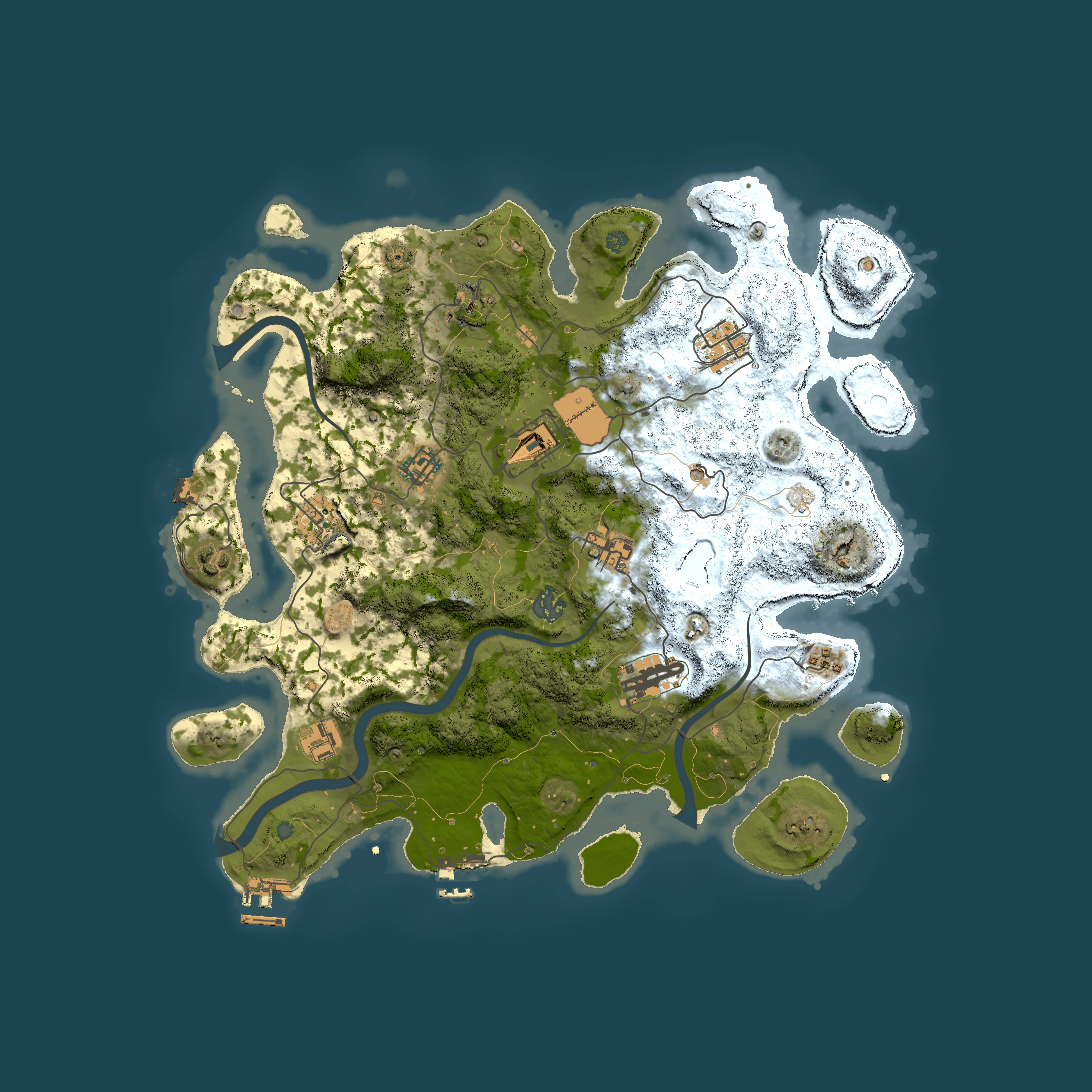 Full top-down render of Rust map seed 2091481356, 3800x3800m