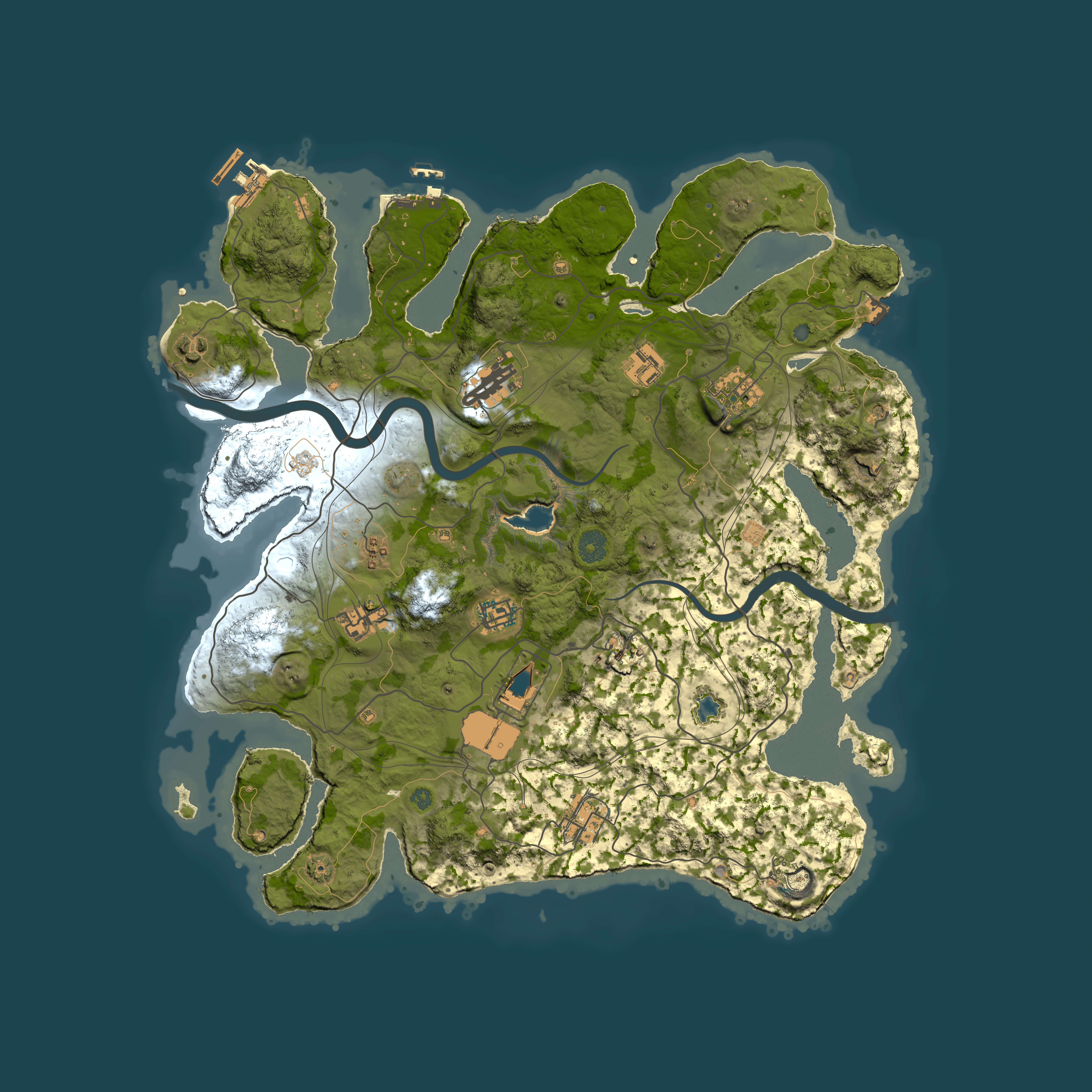 Full top-down render of Rust map seed 838264197, 4000x4000m