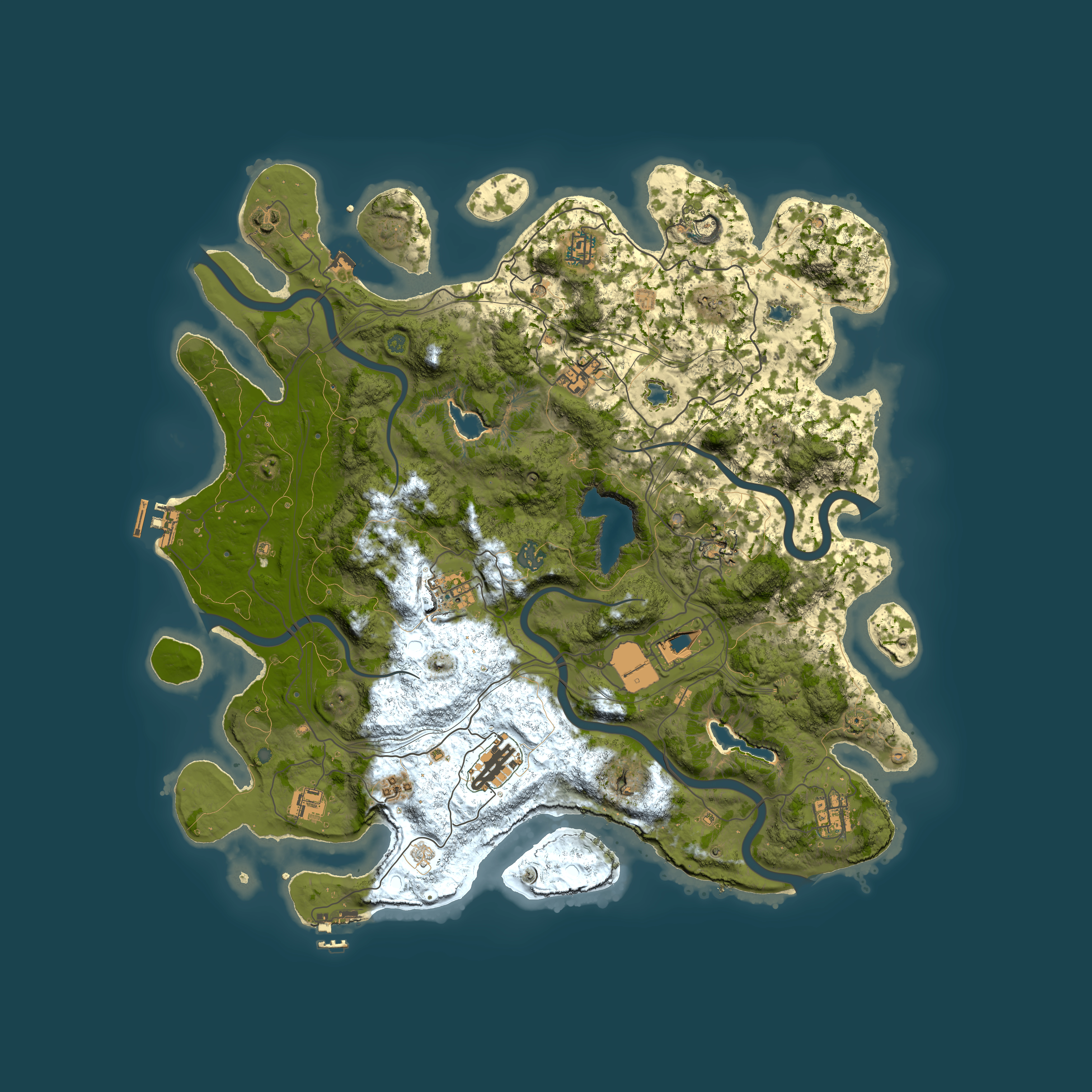 Full top-down render of Rust map seed 101042635, 4500x4500m