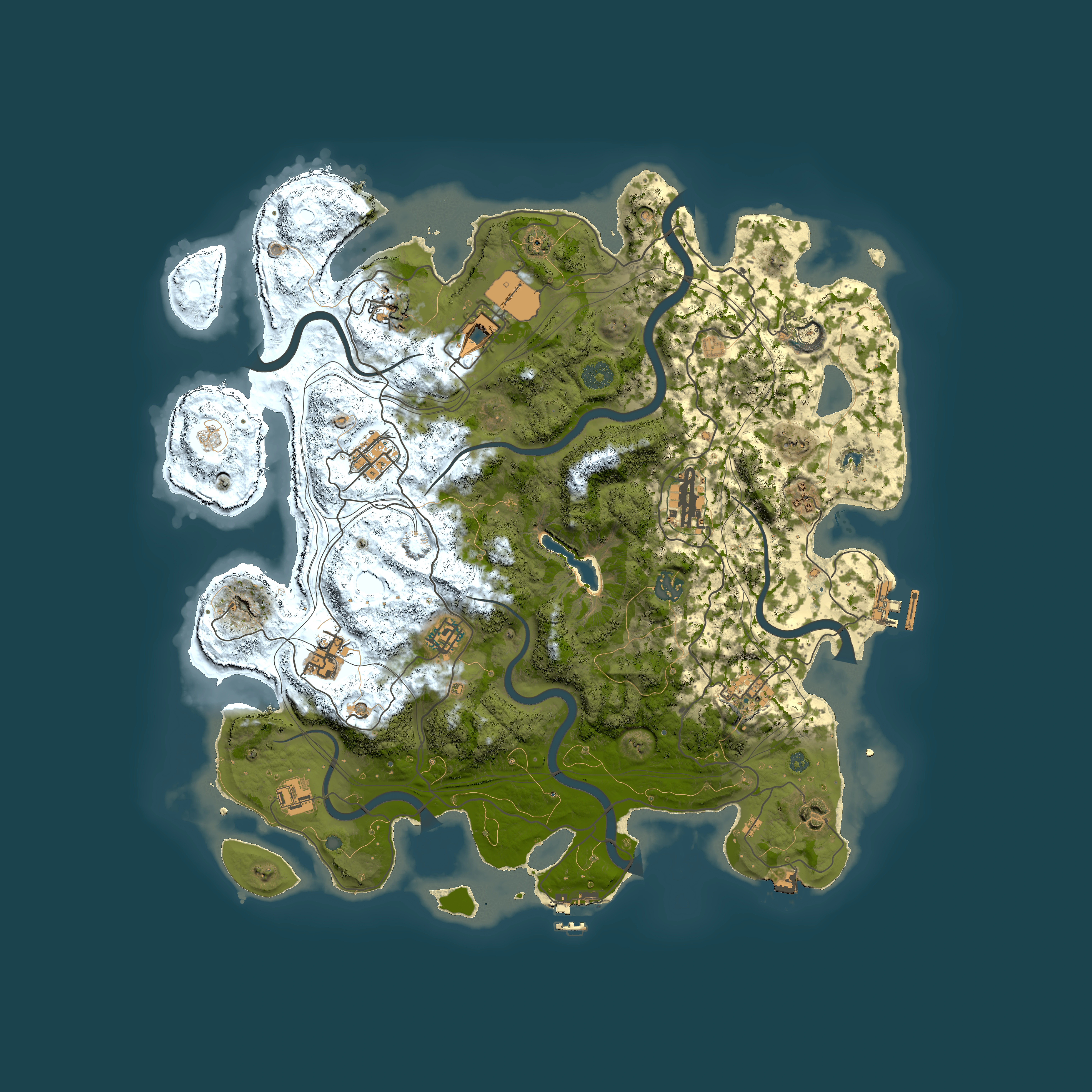 Full top-down render of Rust map seed 142335587, 4250x4250m