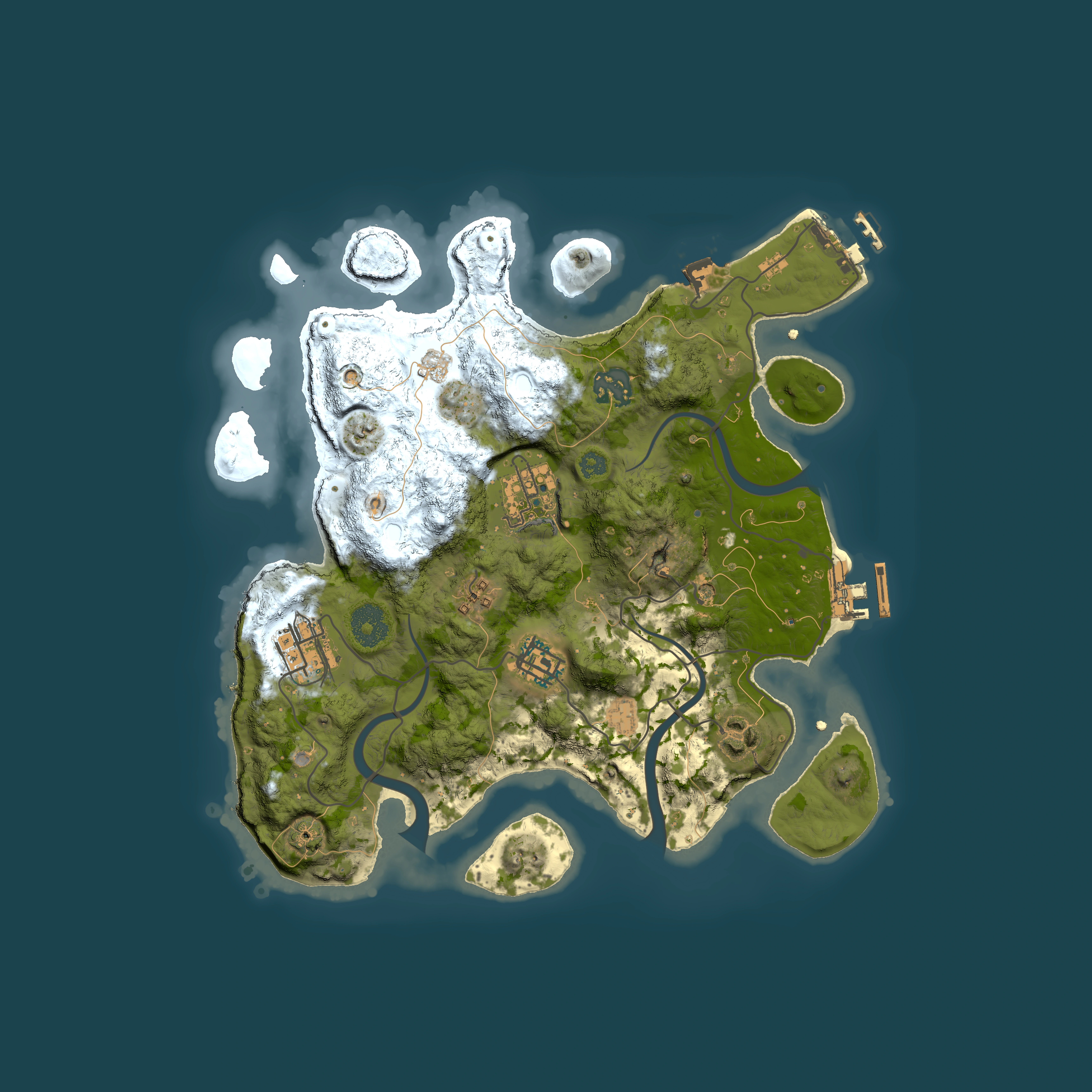 Full top-down render of Rust map seed 1608621541, 3000x3000m
