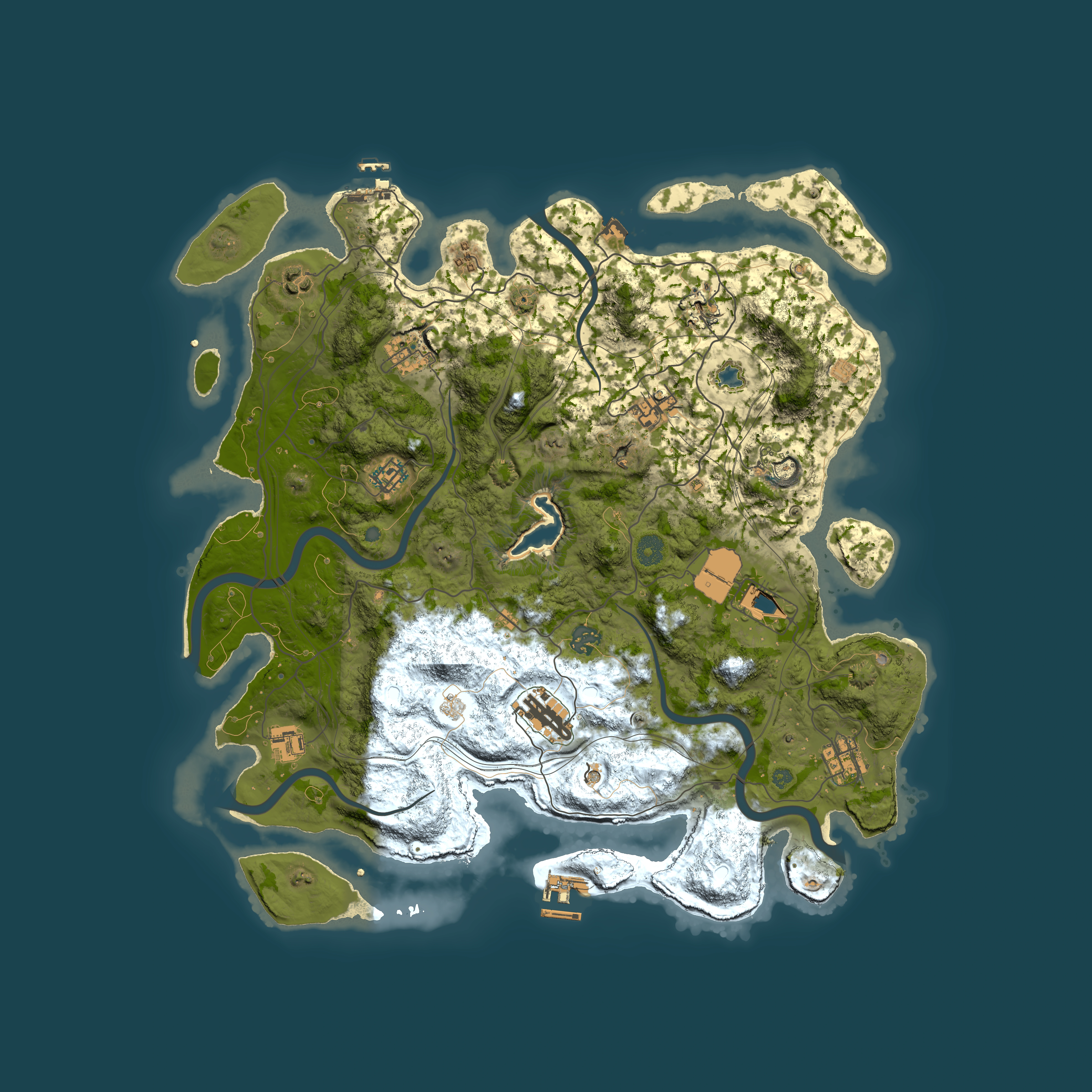 Full top-down render of Rust map seed 0, 4250x4250m