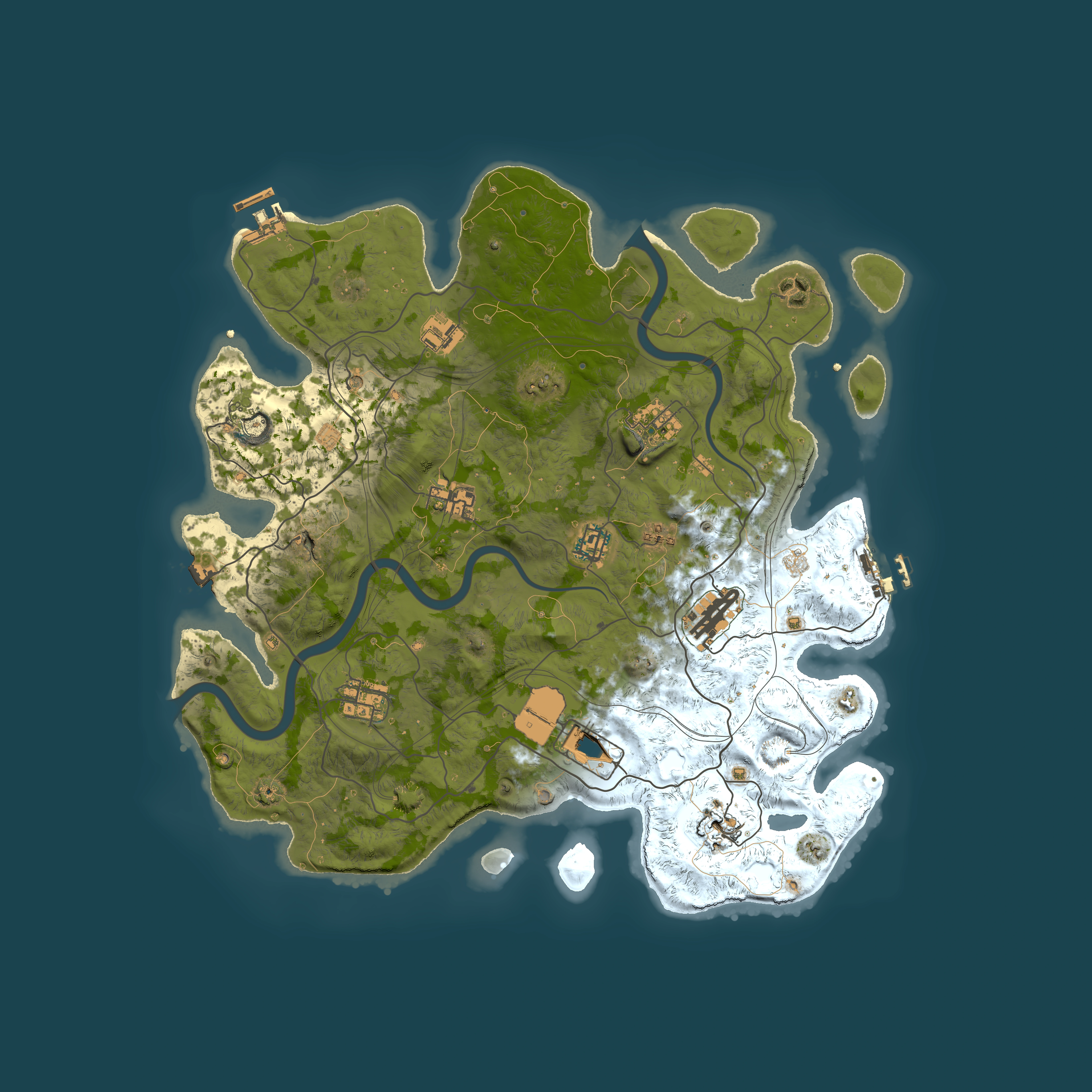 Full top-down render of Rust map seed 1337, 4000x4000m