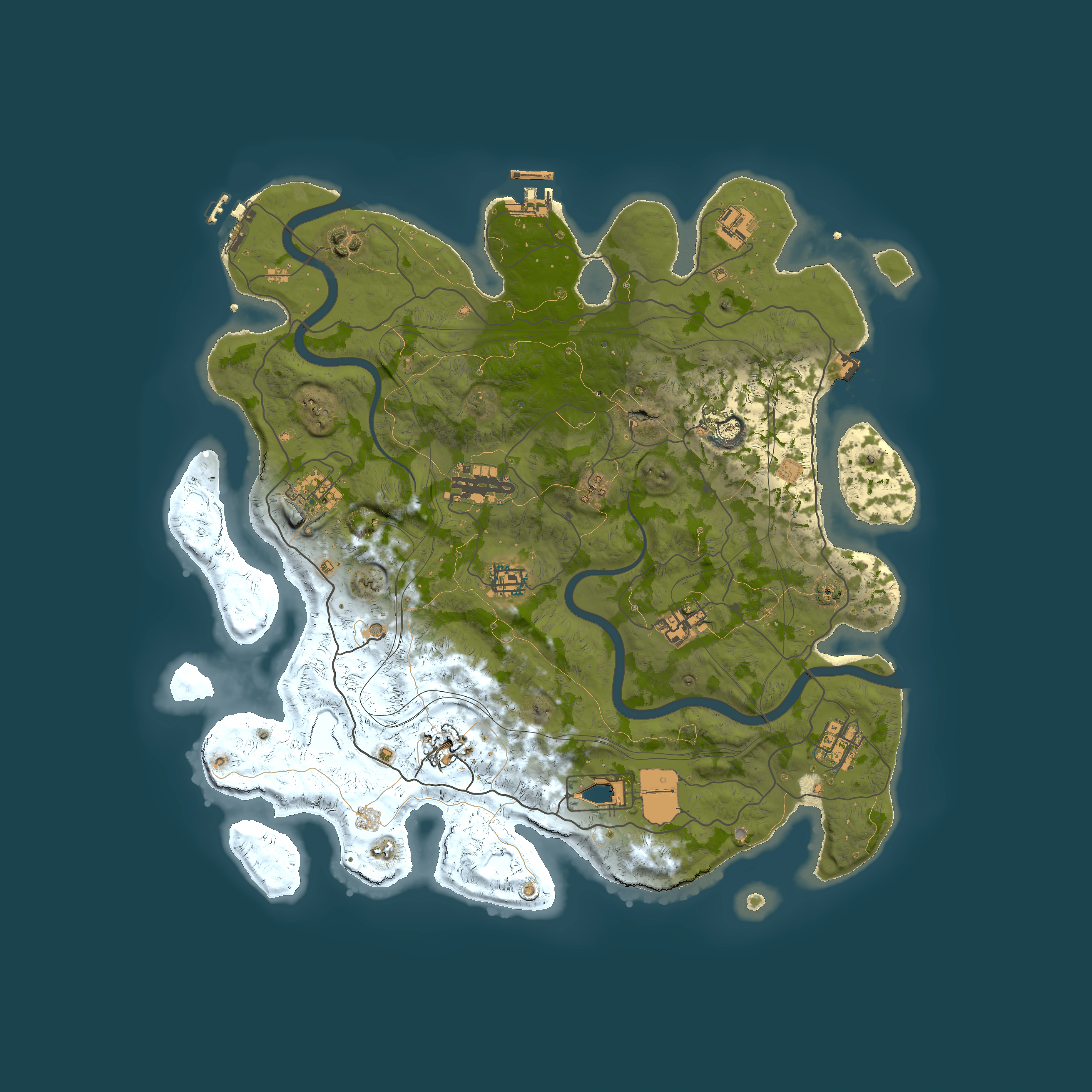 Full top-down render of Rust map seed 1112022, 4000x4000m