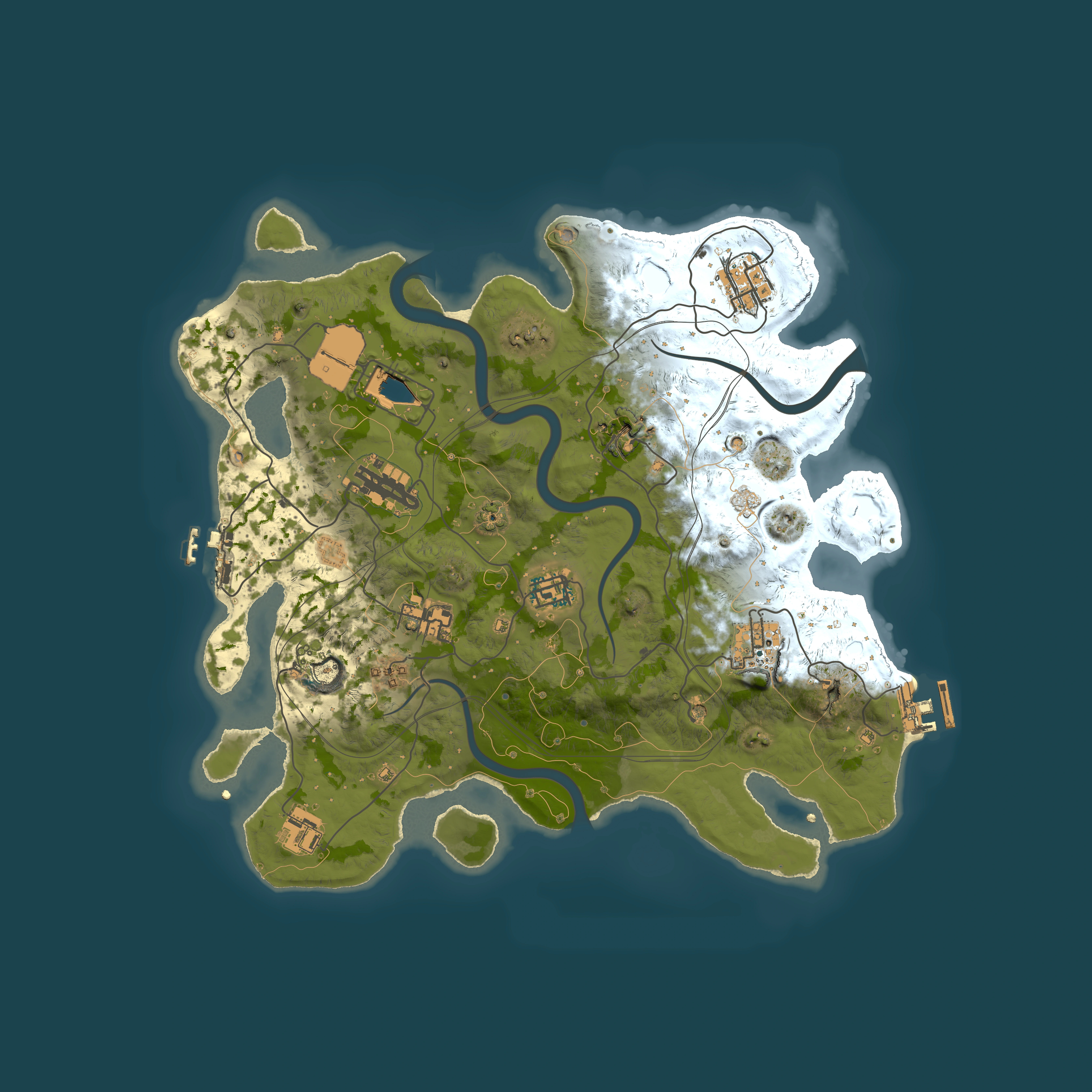 Full top-down render of Rust map seed 1112022, 3500x3500m
