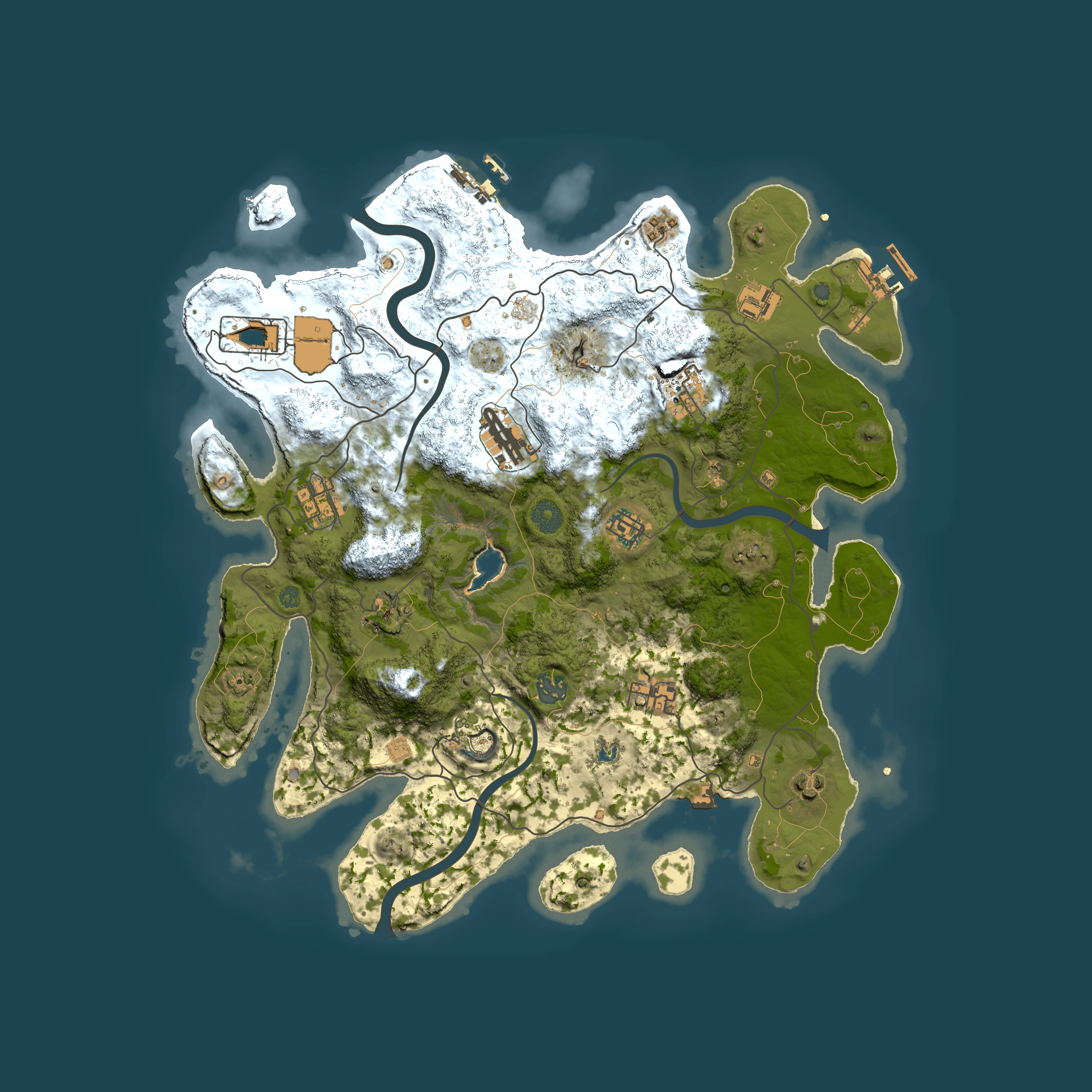 Full top-down render of Rust map seed 260721, 4000x4000m