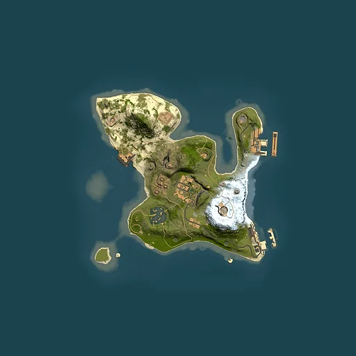 Rust map seed 0, 2000x2000m top-down preview