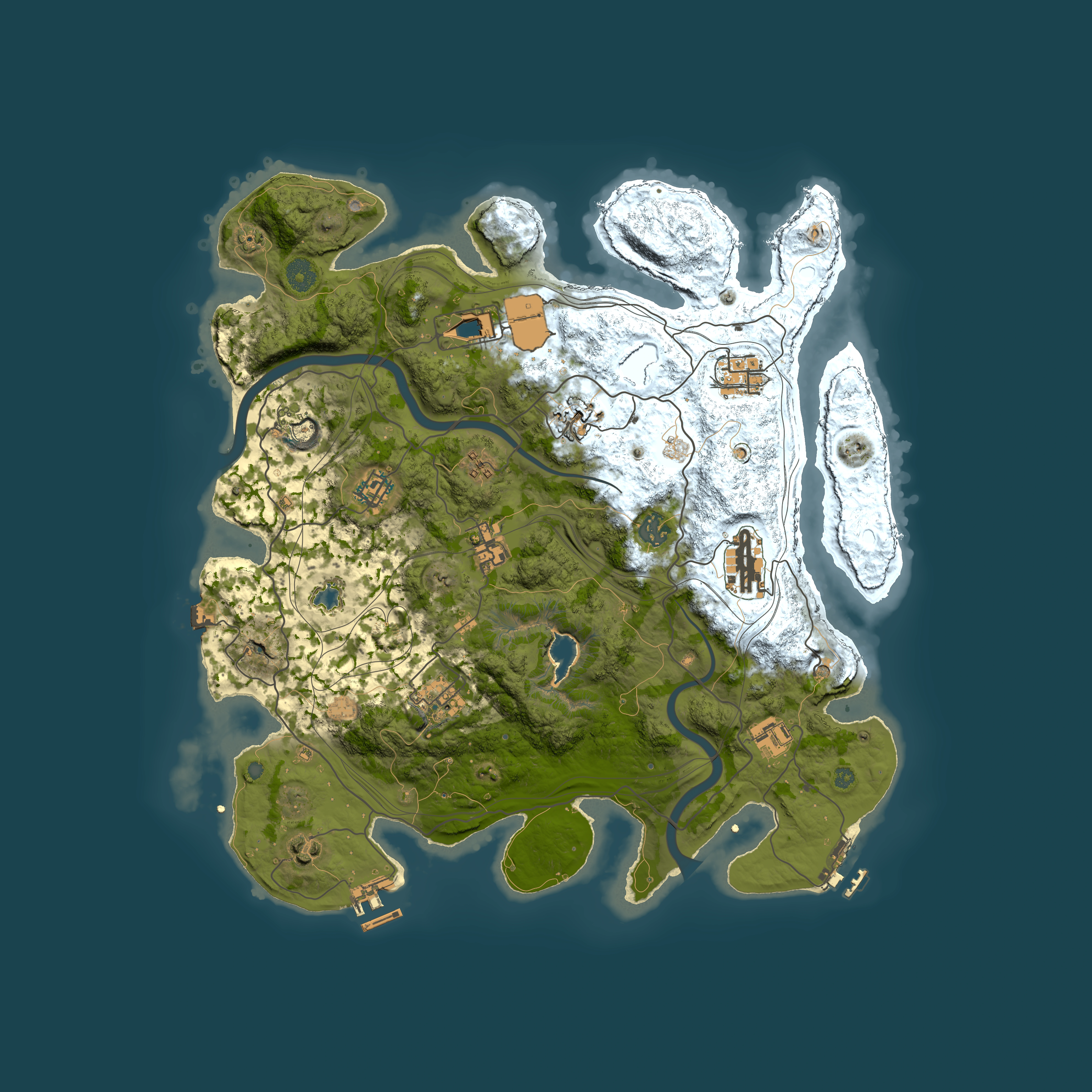 Full top-down render of Rust map seed 1337, 4000x4000m
