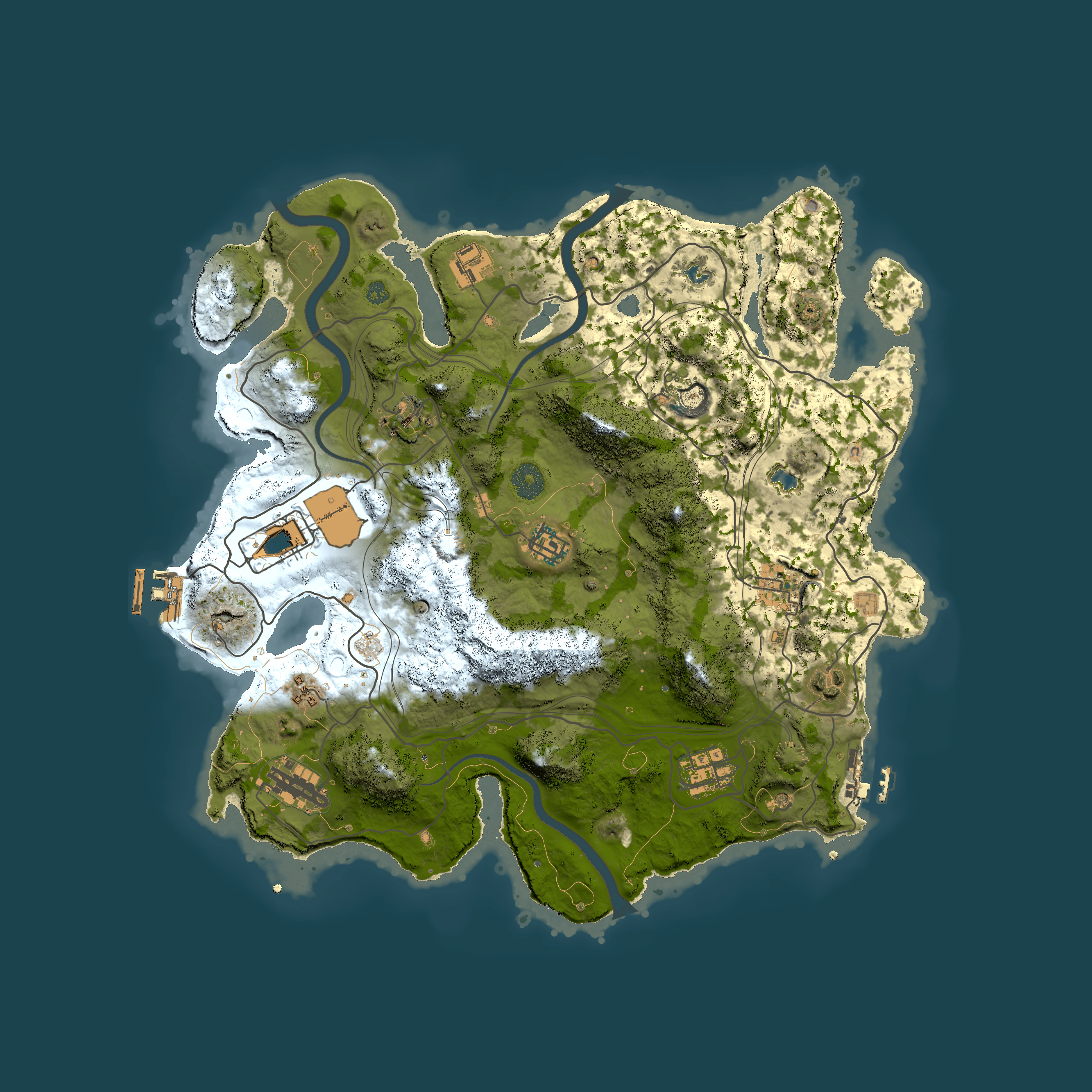 Full top-down render of Rust map seed 1337, 3700x3700m
