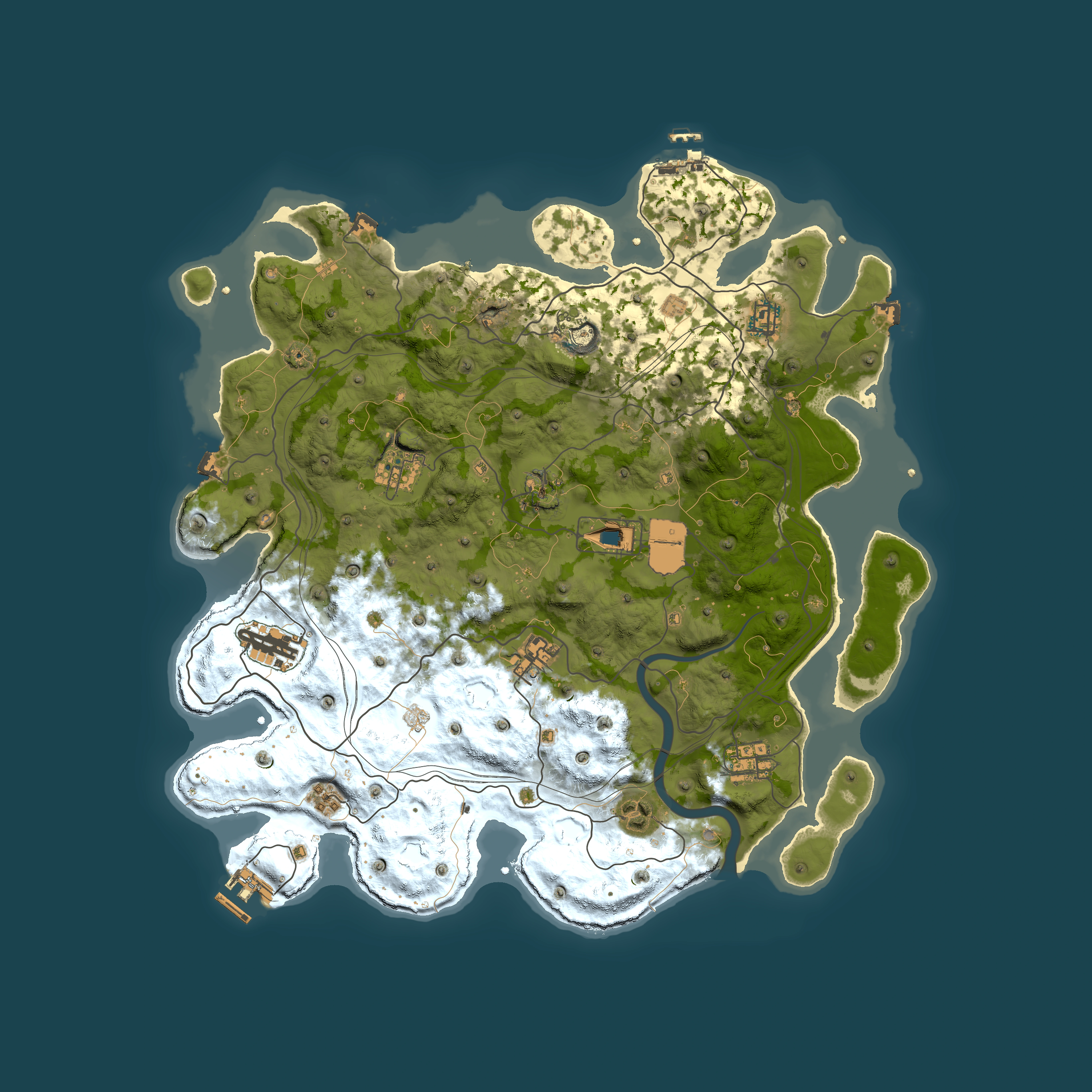 Full top-down render of Rust map seed 1337, 4101x4101m
