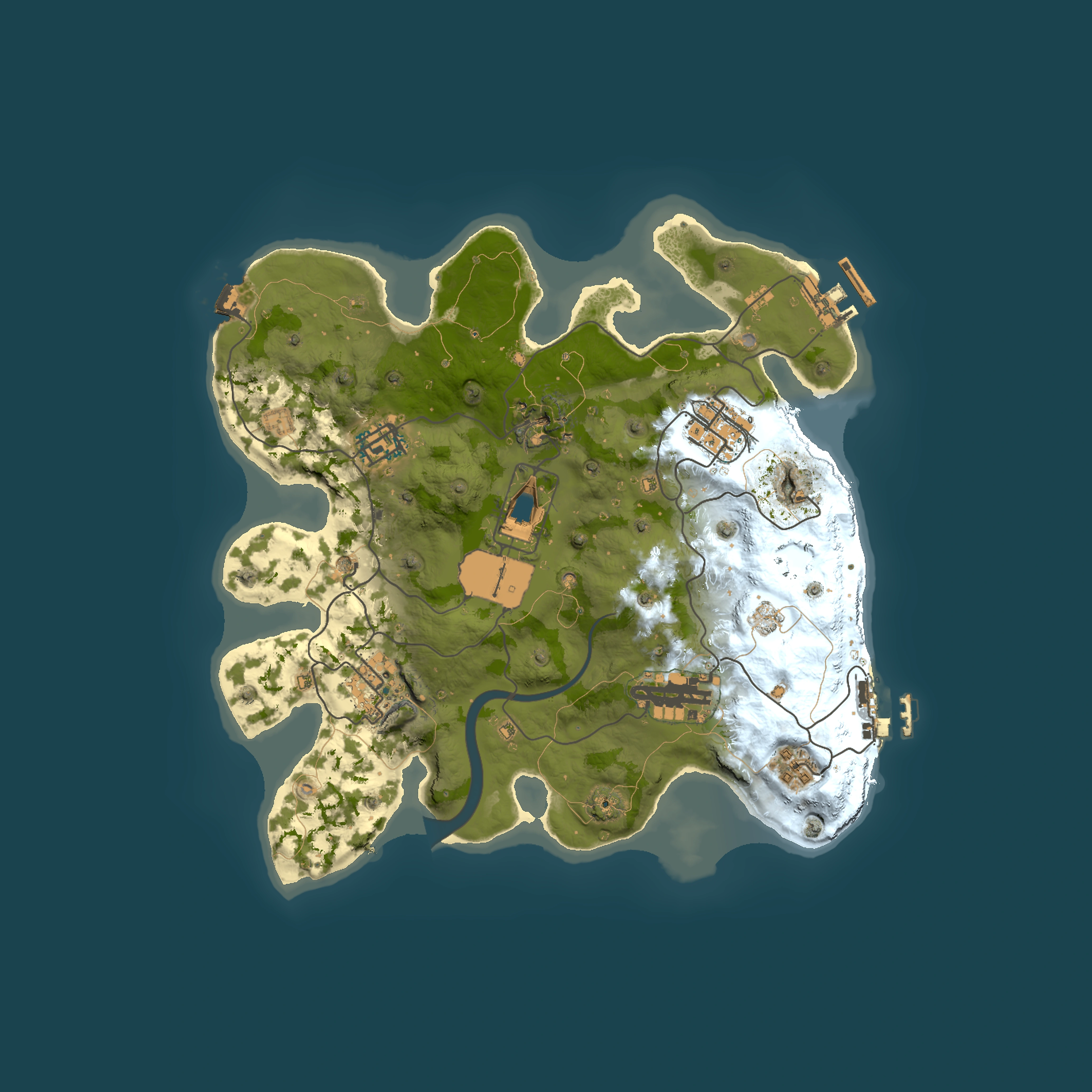 Full top-down render of Rust map seed 1337, 3001x3001m