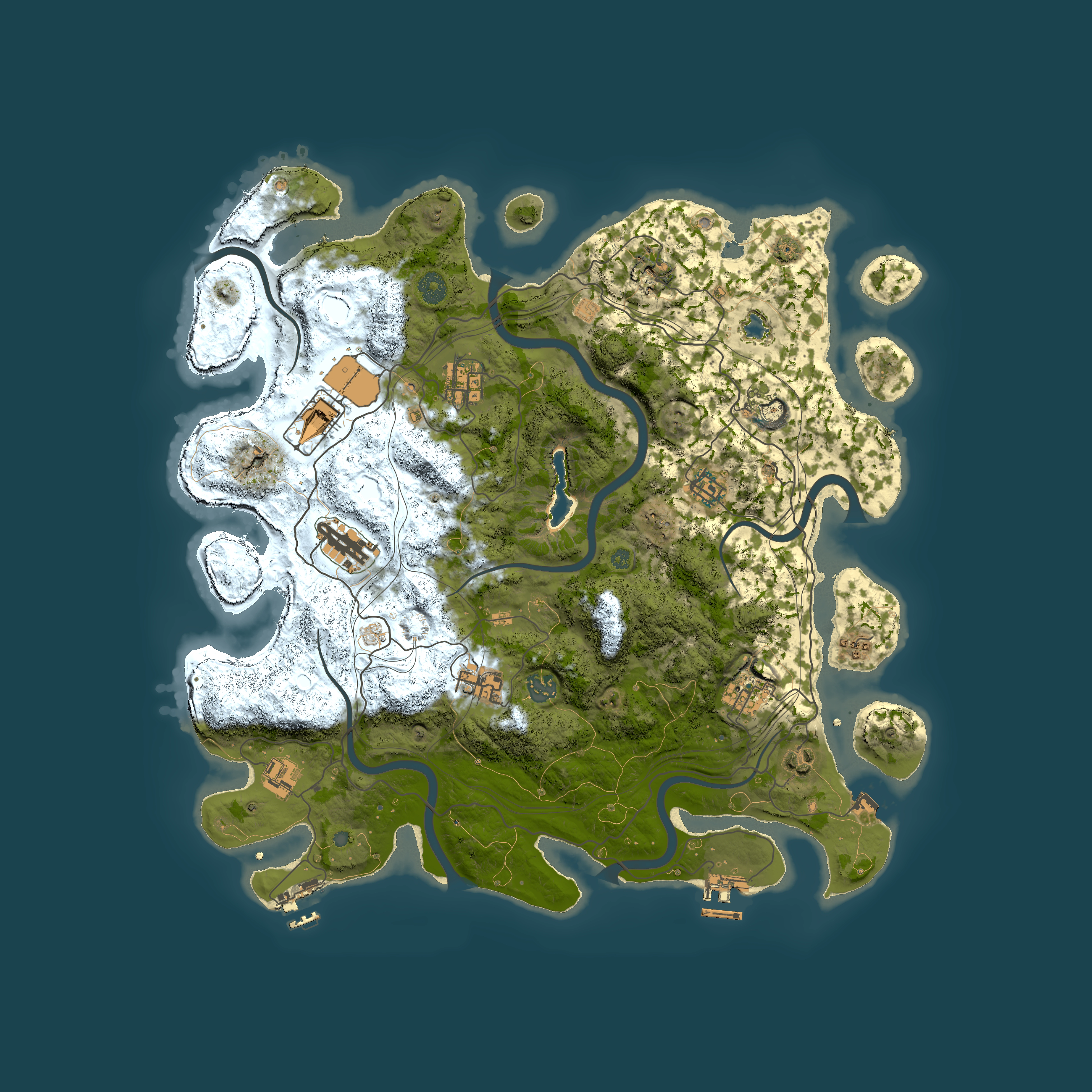 Full top-down render of Rust map seed 0, 4250x4250m