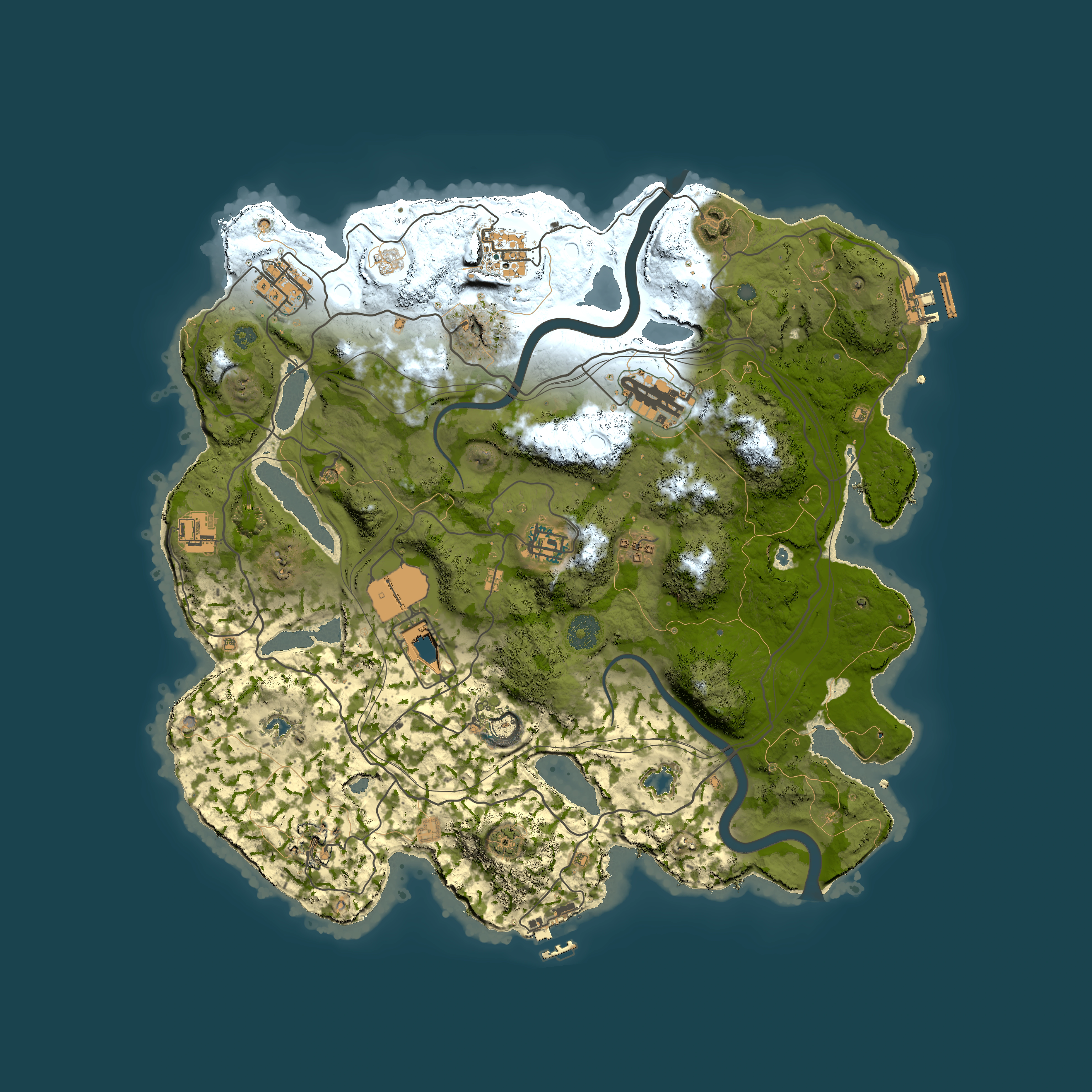 Full top-down render of Rust map seed 1337, 3700x3700m