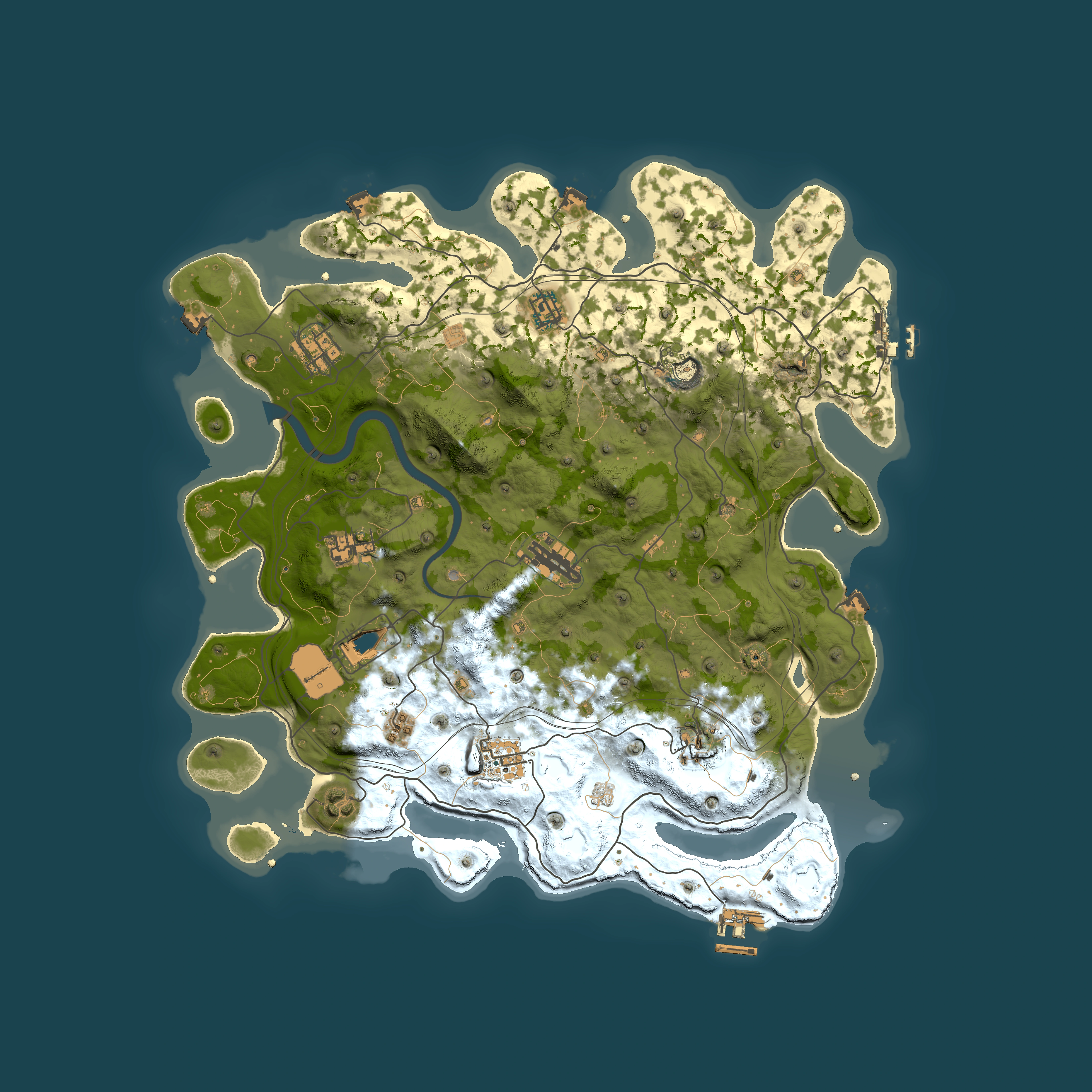Full top-down render of Rust map seed 1337, 4101x4101m
