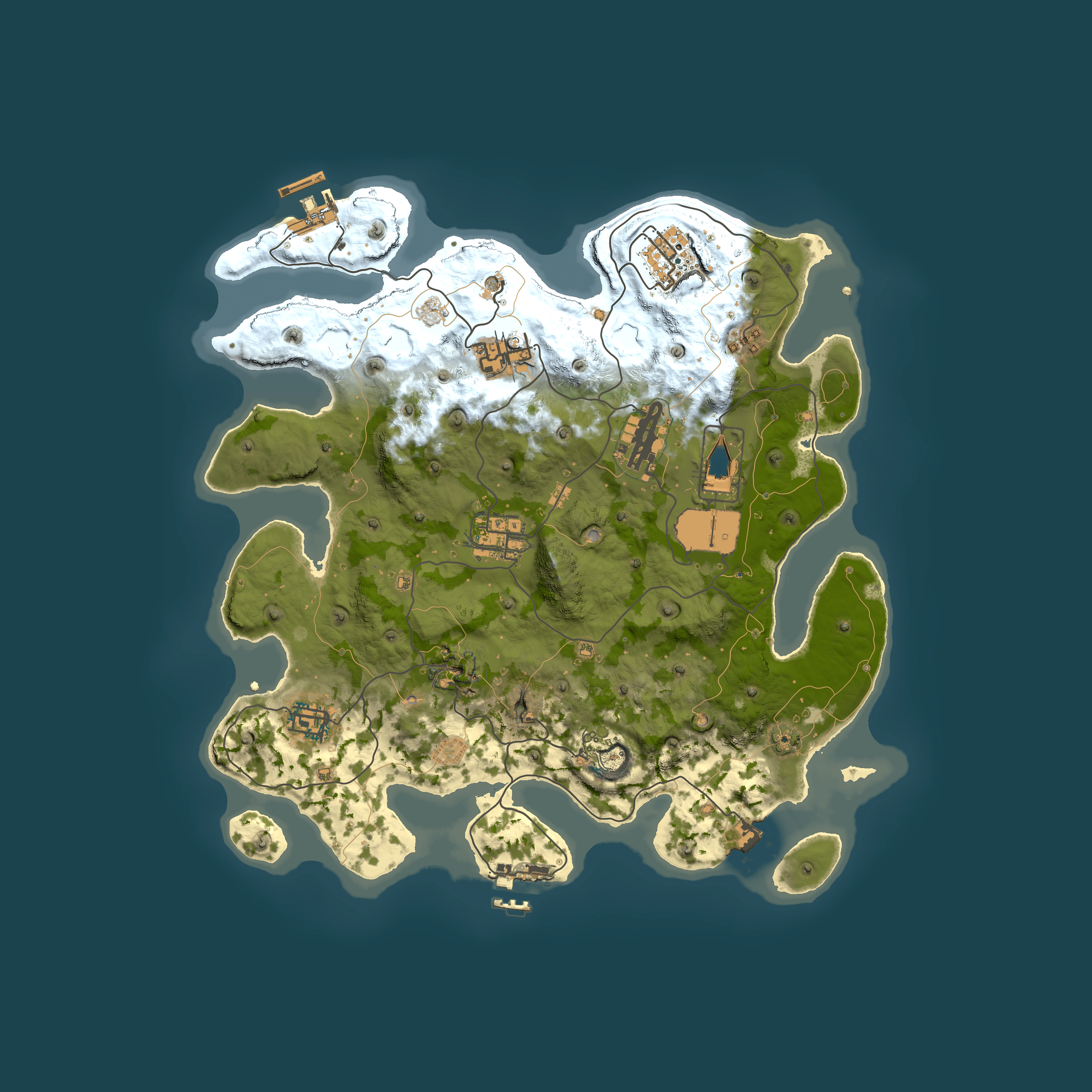 Full top-down render of Rust map seed 1337, 3451x3451m
