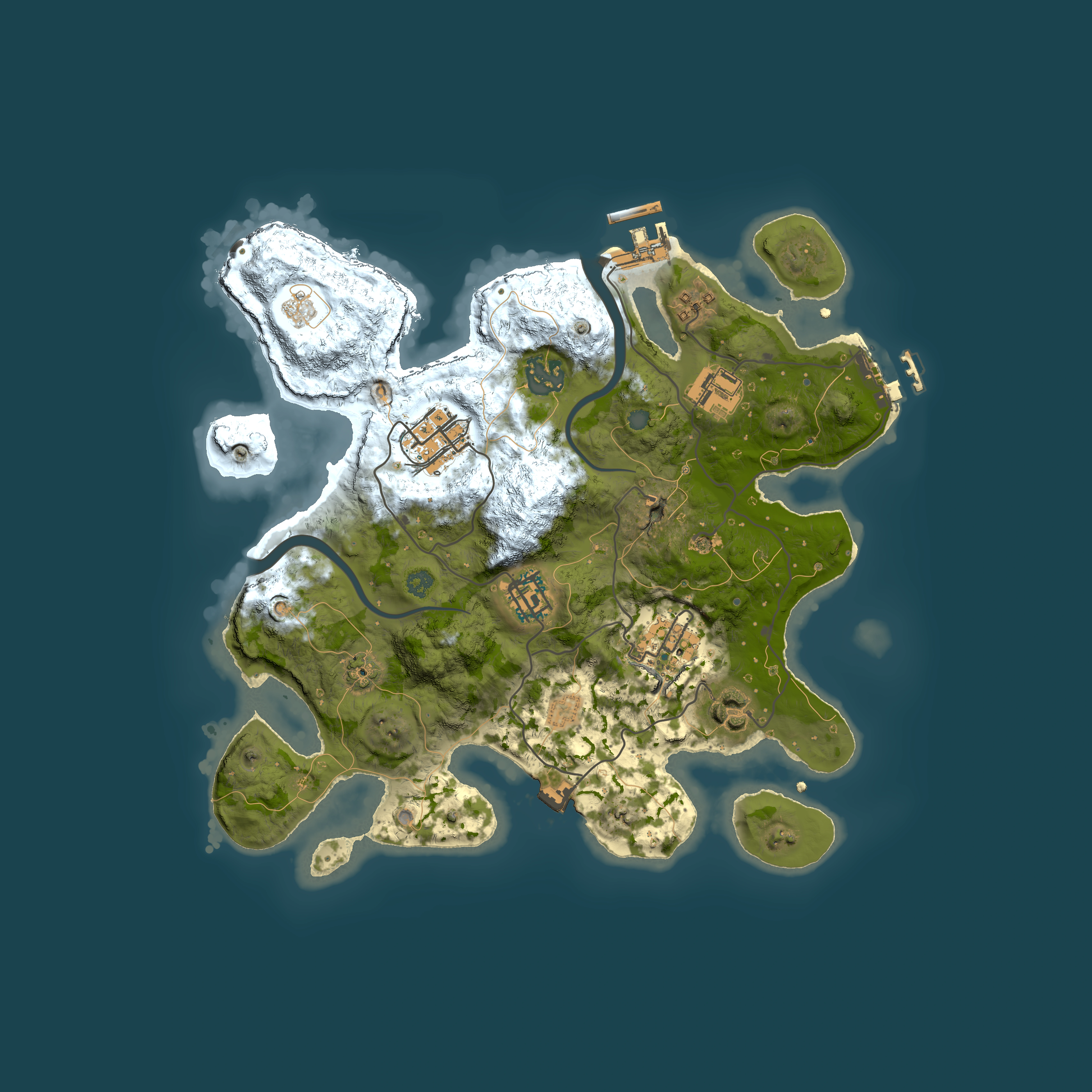 Full top-down render of Rust map seed 1133936012, 3000x3000m