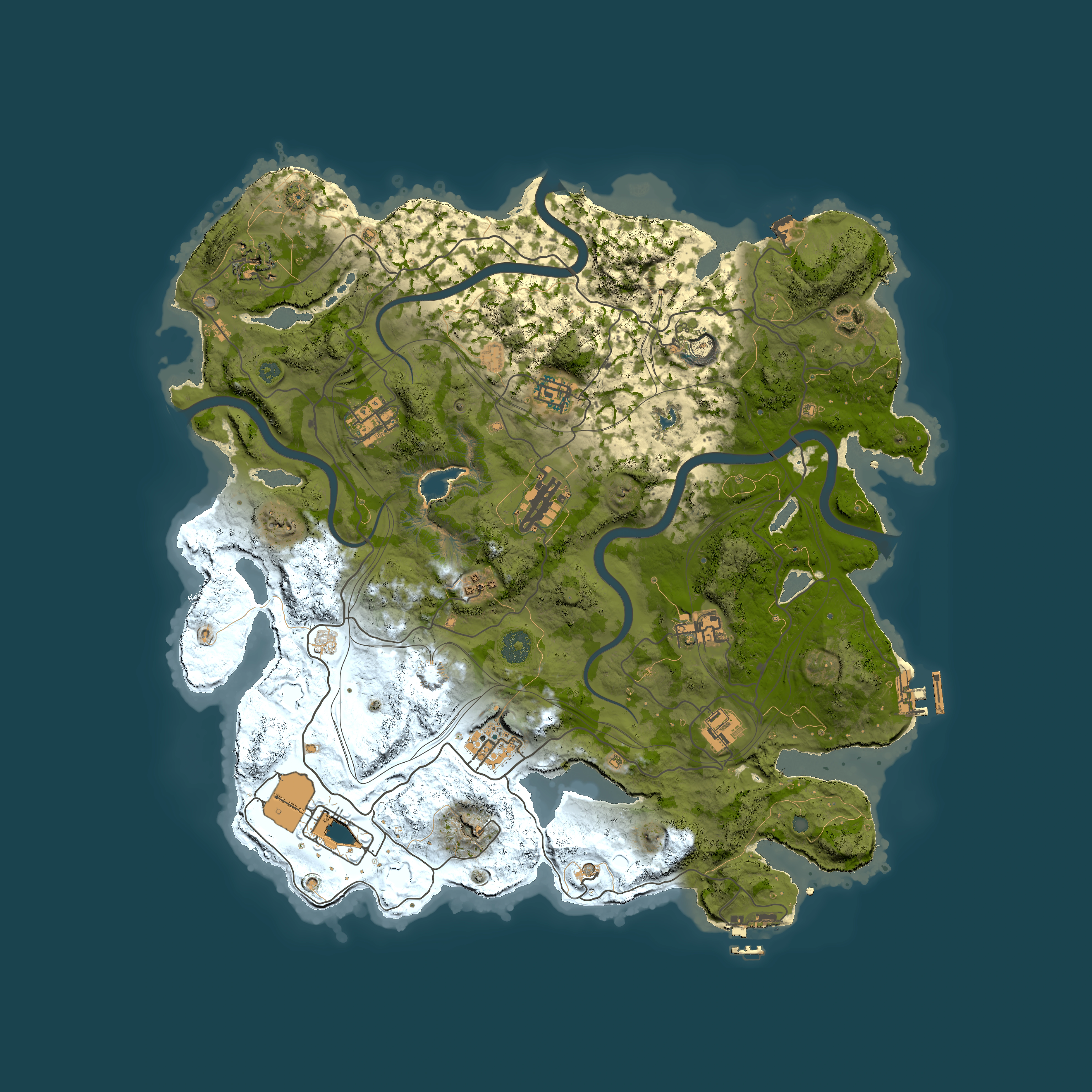 Full top-down render of Rust map seed 284641663, 4000x4000m