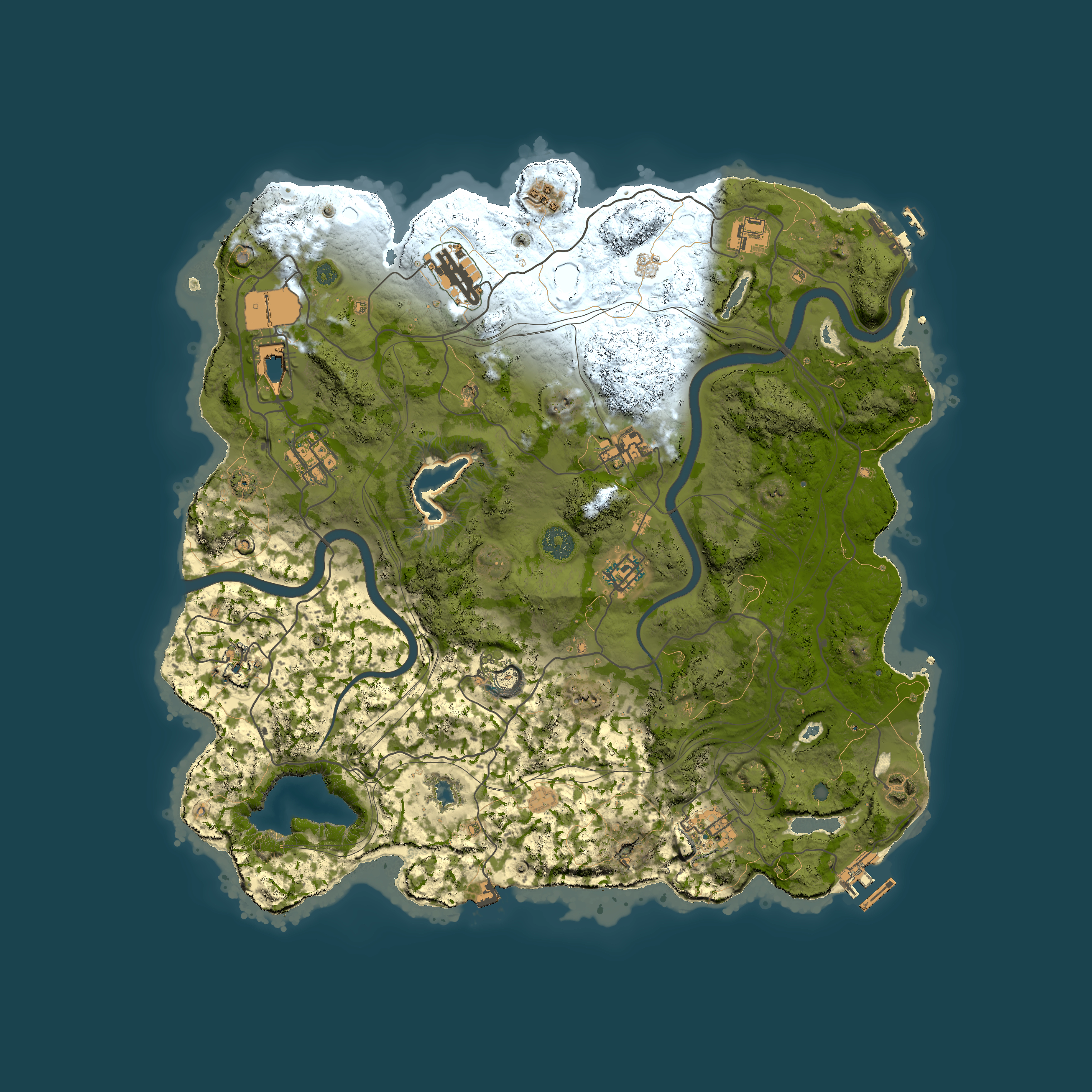 Full top-down render of Rust map seed 890785645, 4000x4000m