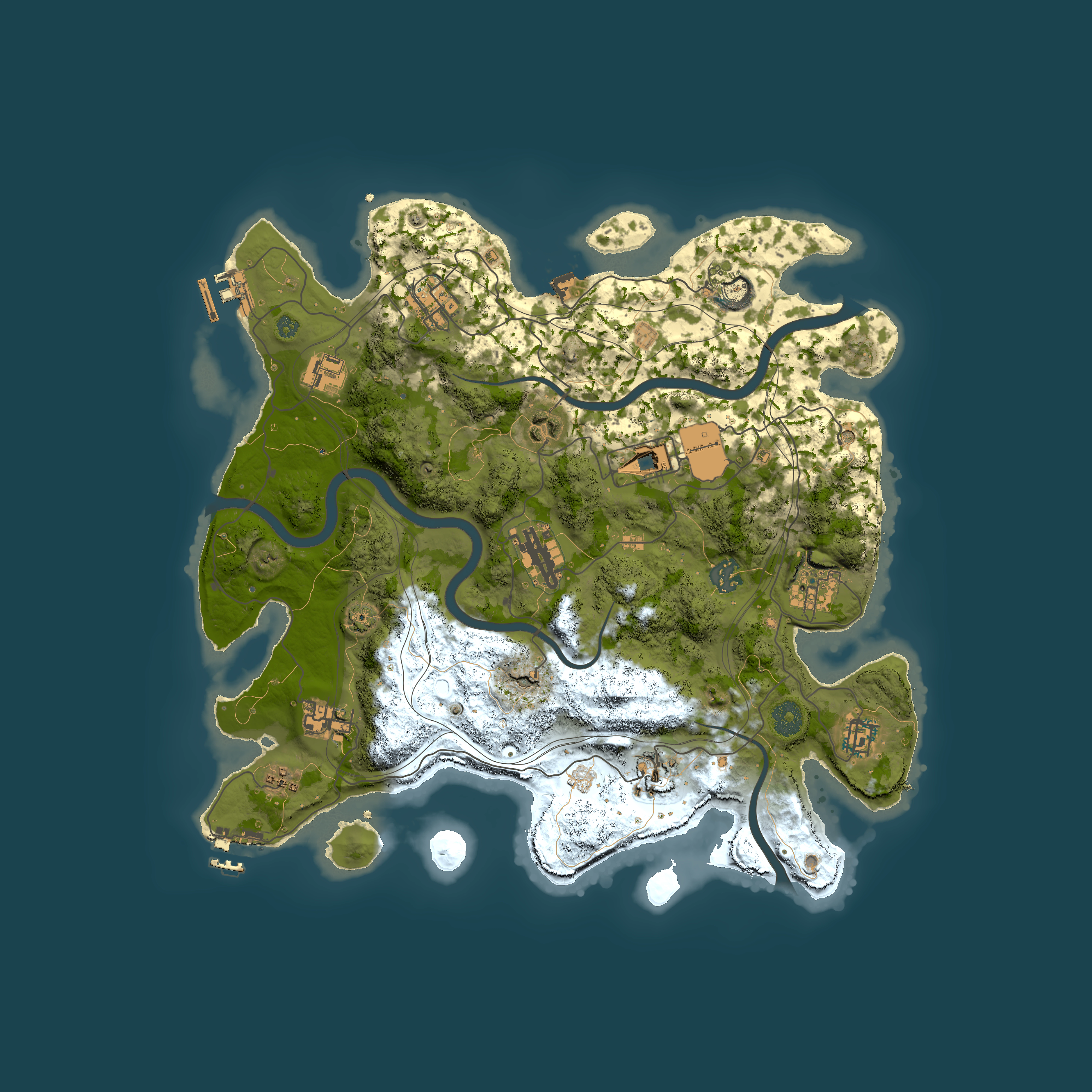 Full top-down render of Rust map seed 1337, 3800x3800m