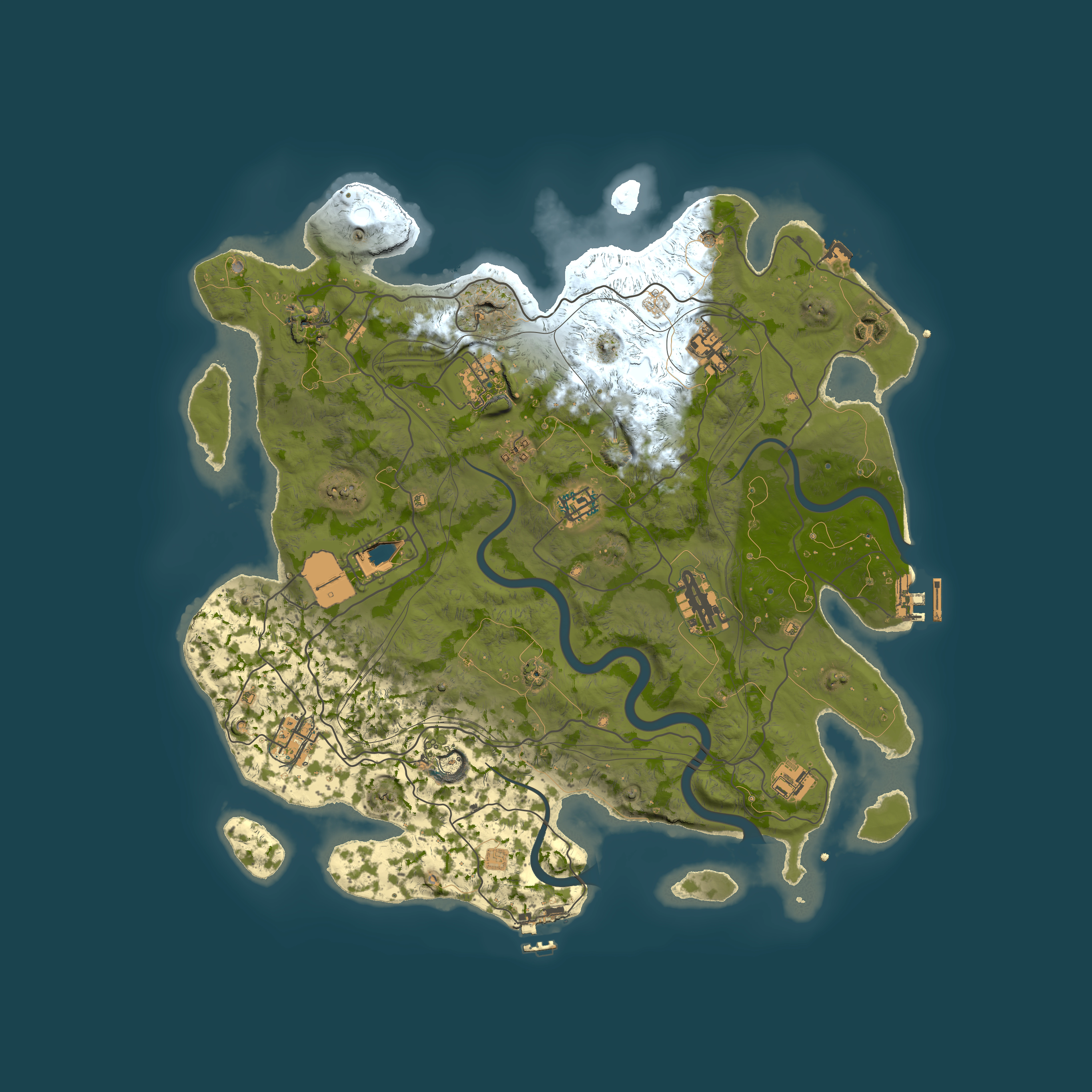 Full top-down render of Rust map seed 1112022, 4000x4000m