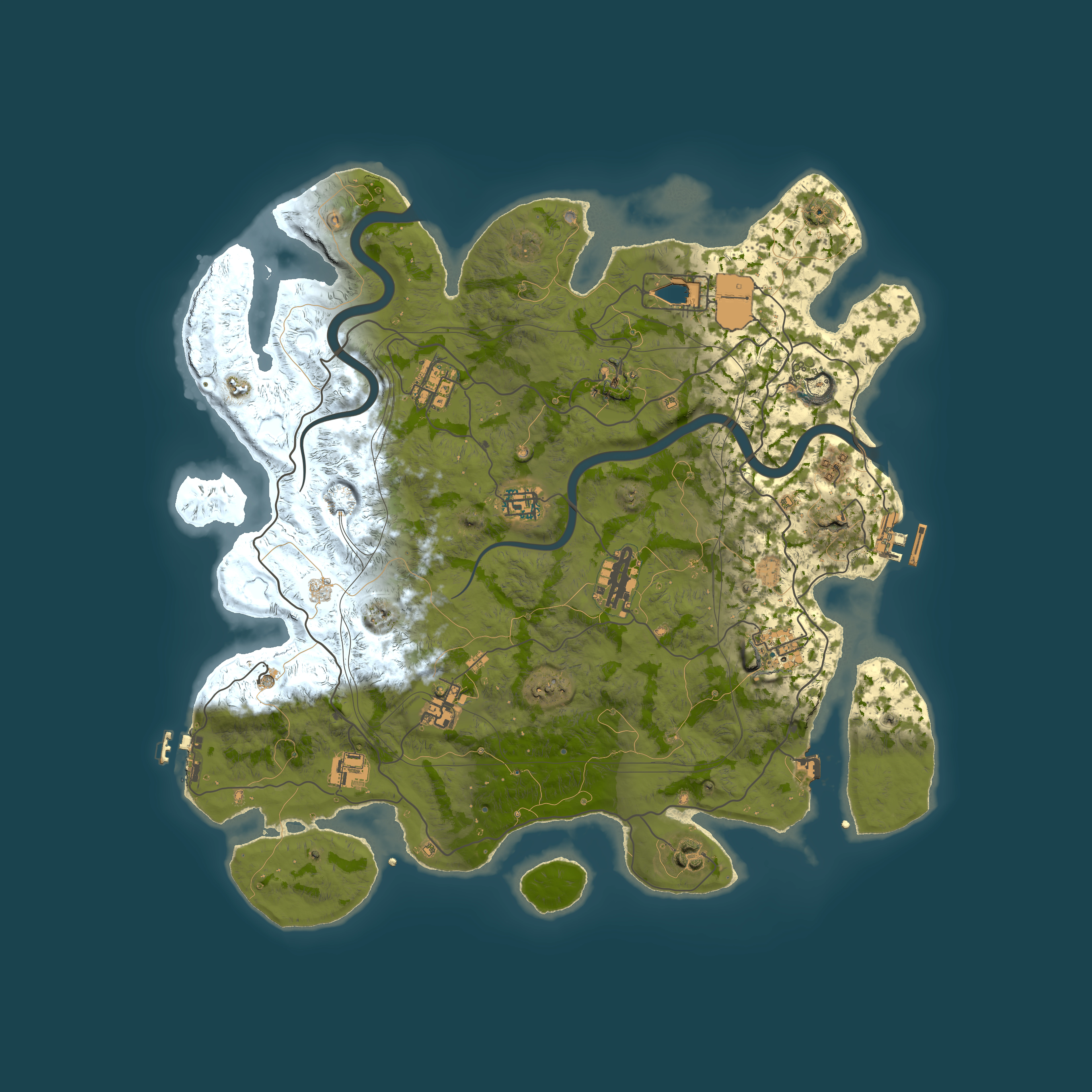 Full top-down render of Rust map seed 1337, 4000x4000m
