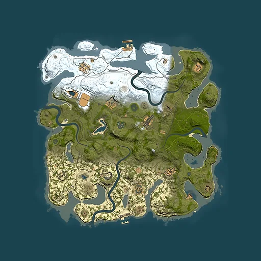 Rust map seed 1, 4200x4200m top-down preview
