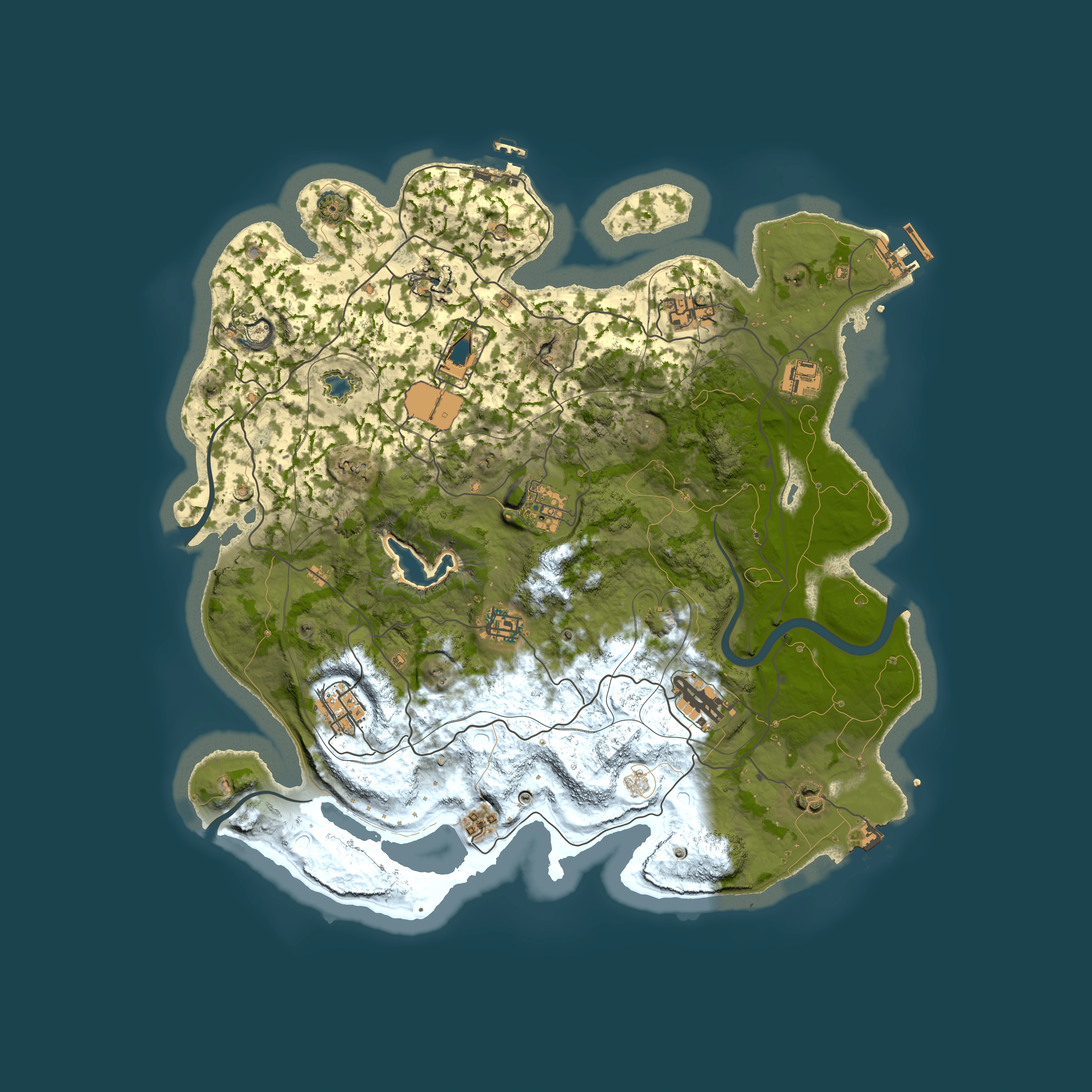 Full top-down render of Rust map seed 1337, 4000x4000m